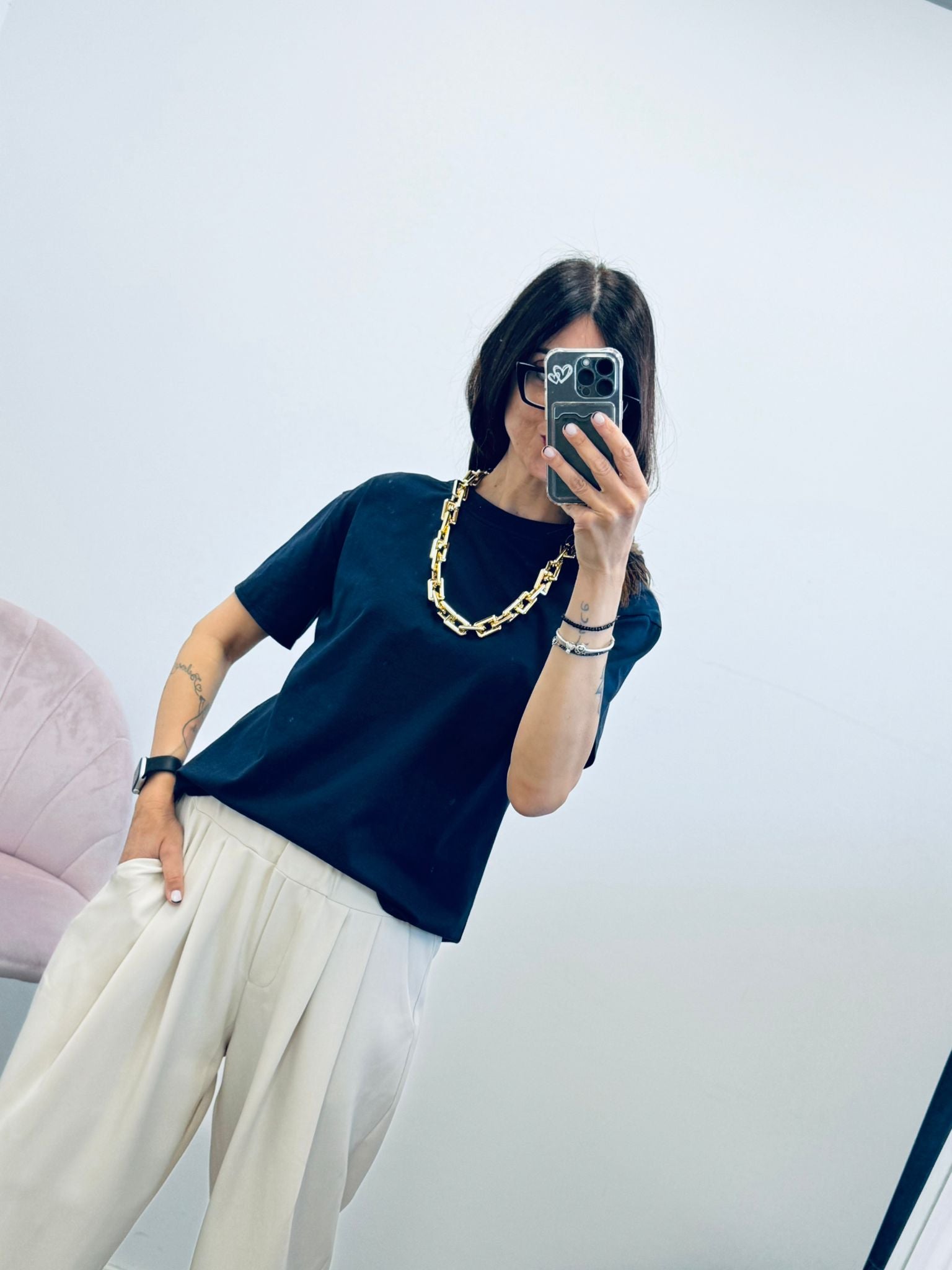 T-SHIRT CHAIN con collana catena in dotazione