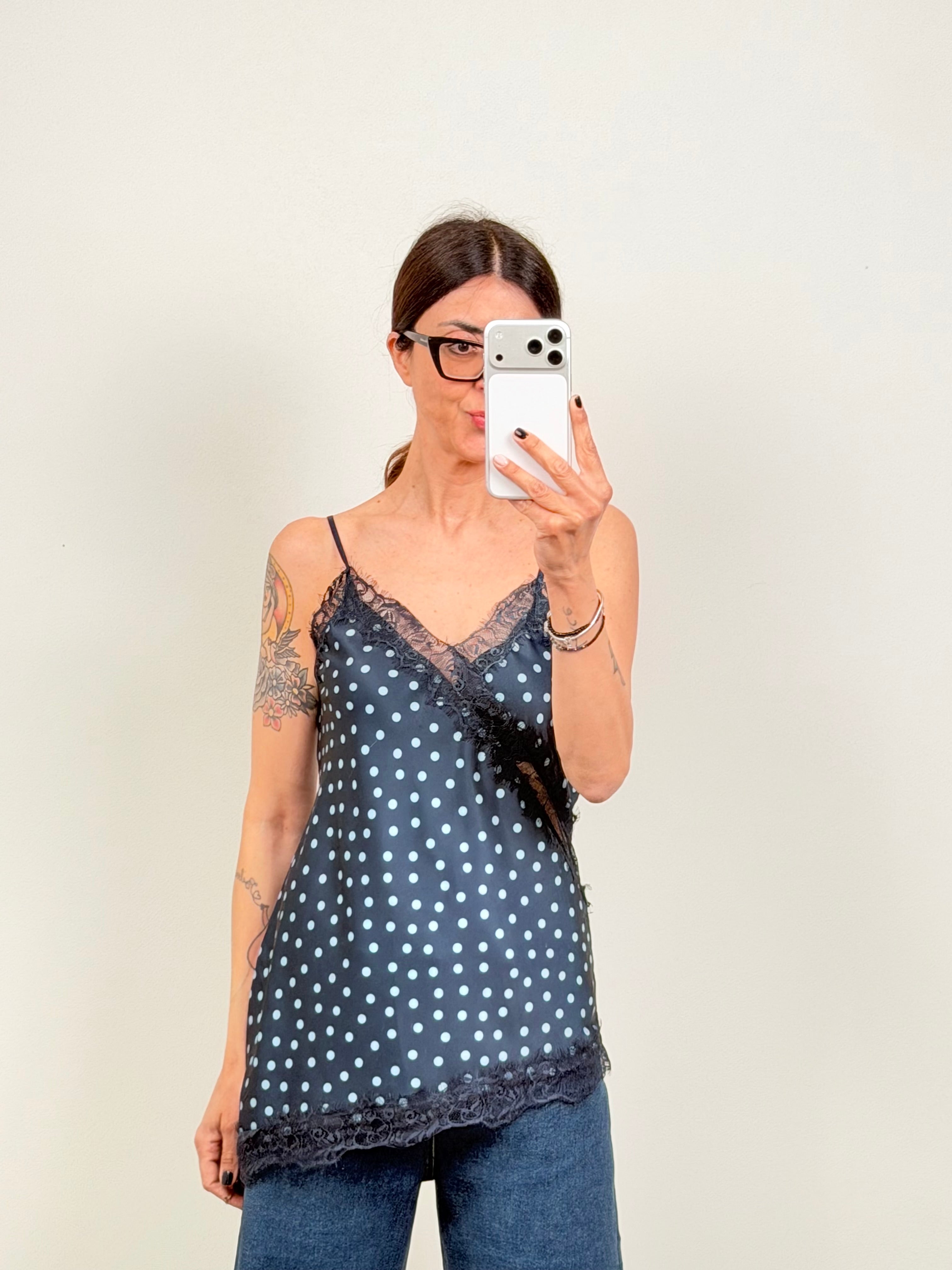 Top canotta Paris pois