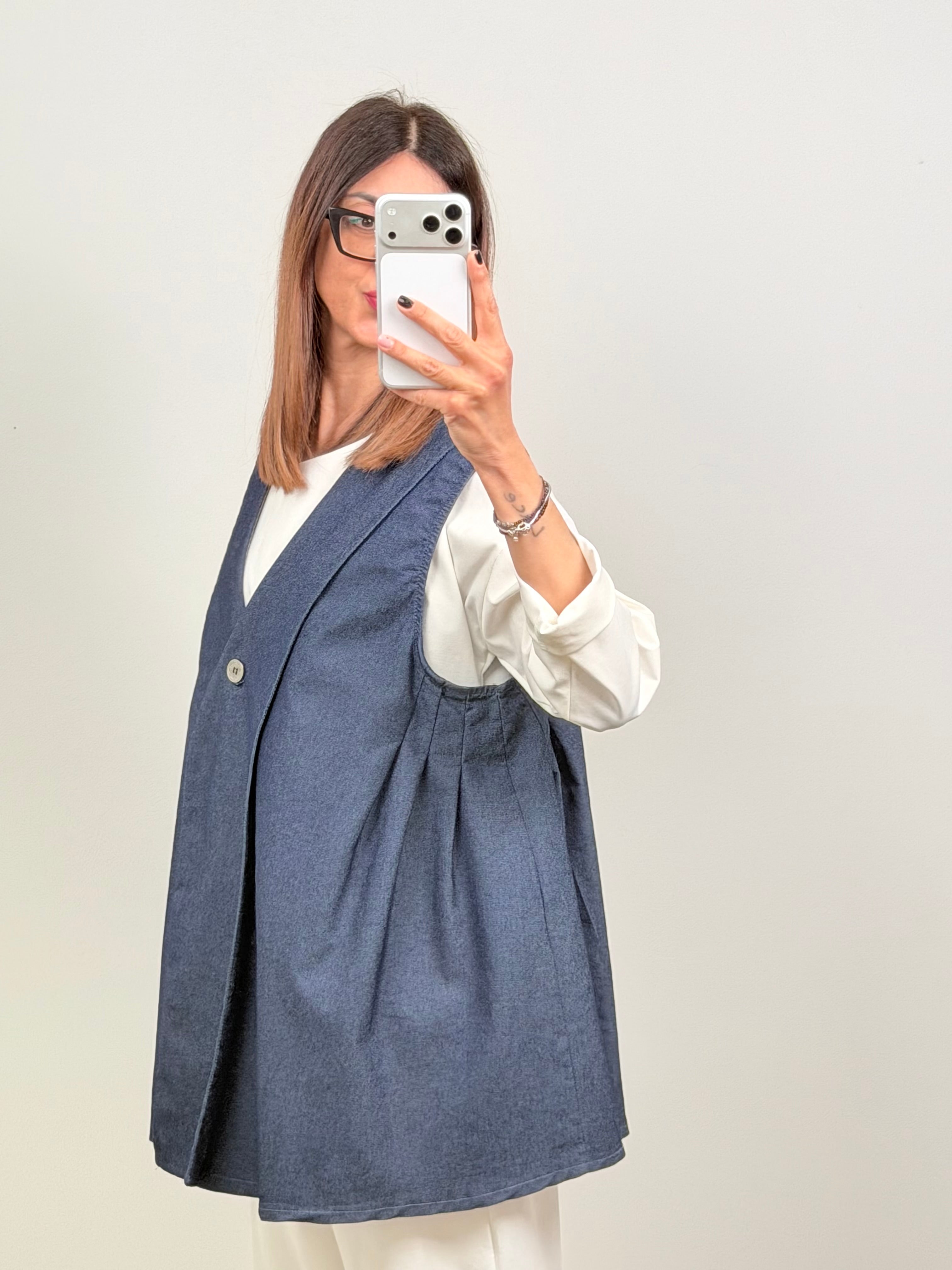 Maxi gilet Seul in denim