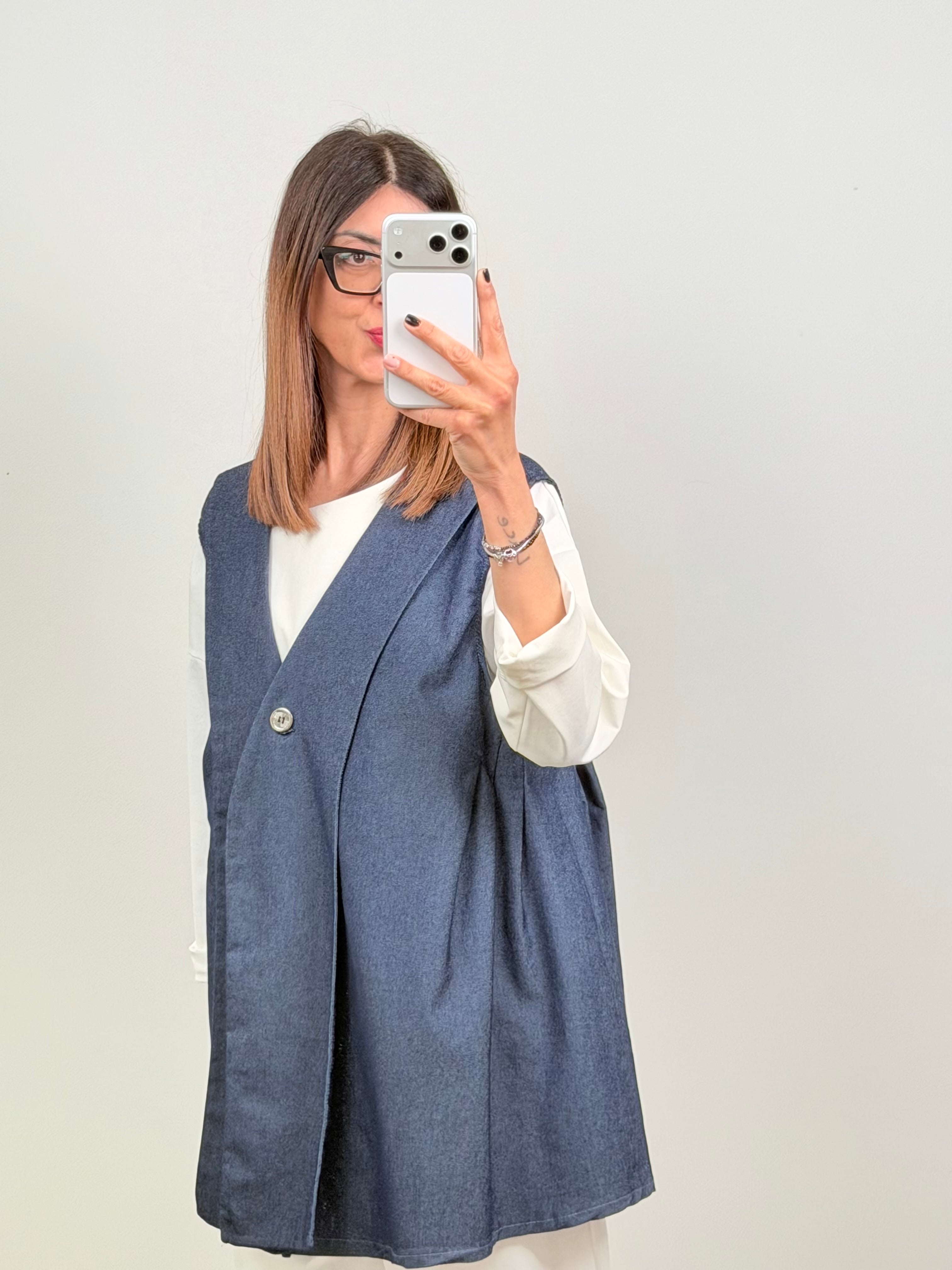 Maxi gilet Seul in denim