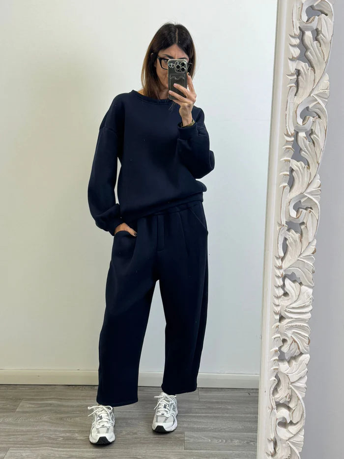 Set mondiale Felpa girocollo + pantaovetto blu navy