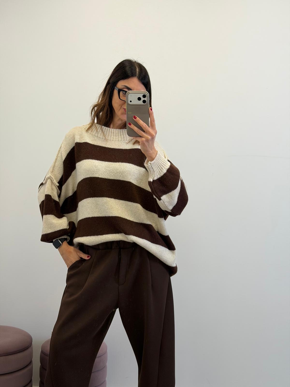 Pull Rovaniemi righe ciocco - burro