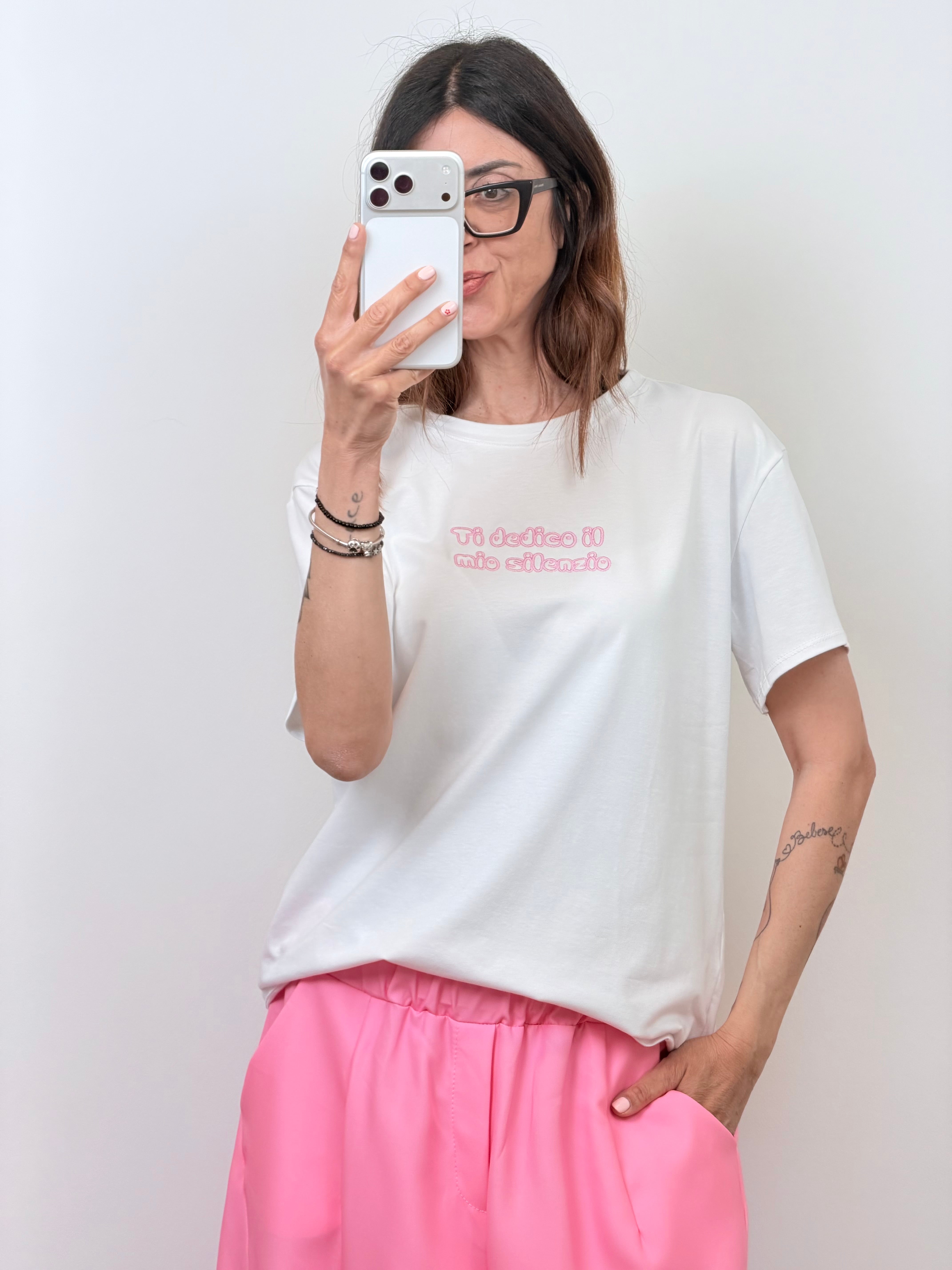 T-shirt Ti dedico il mio silenzio rosa
