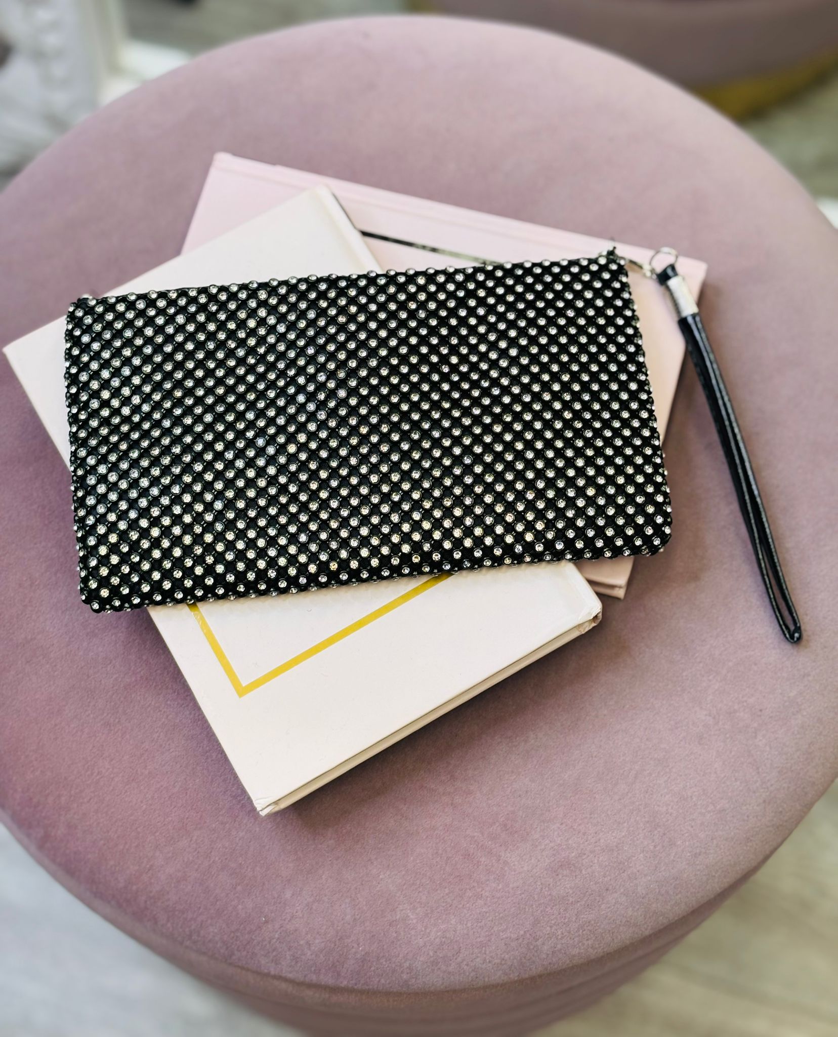 Mini Pochette microstrass + tracolla