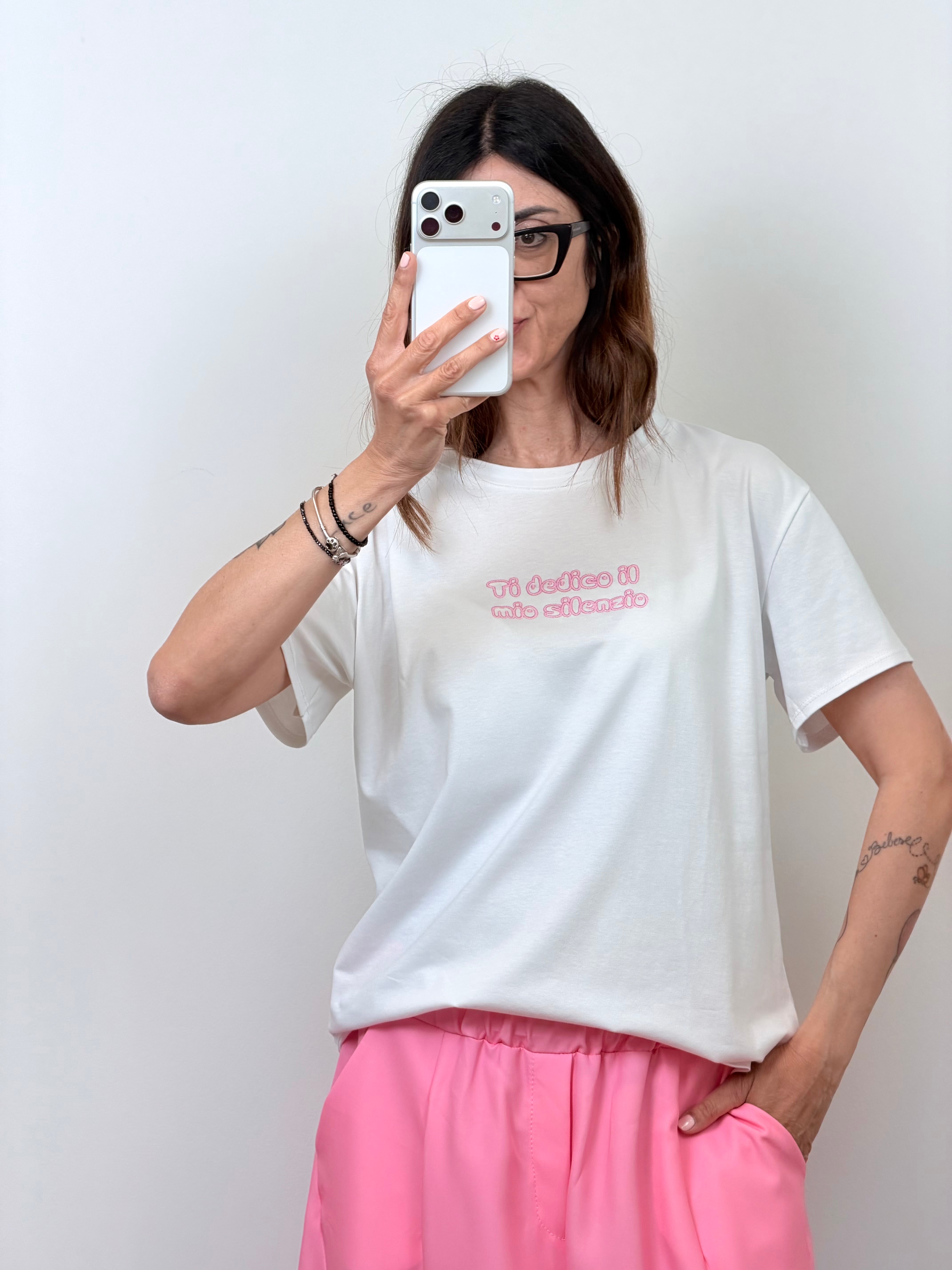 T-shirt Ti dedico il mio silenzio rosa