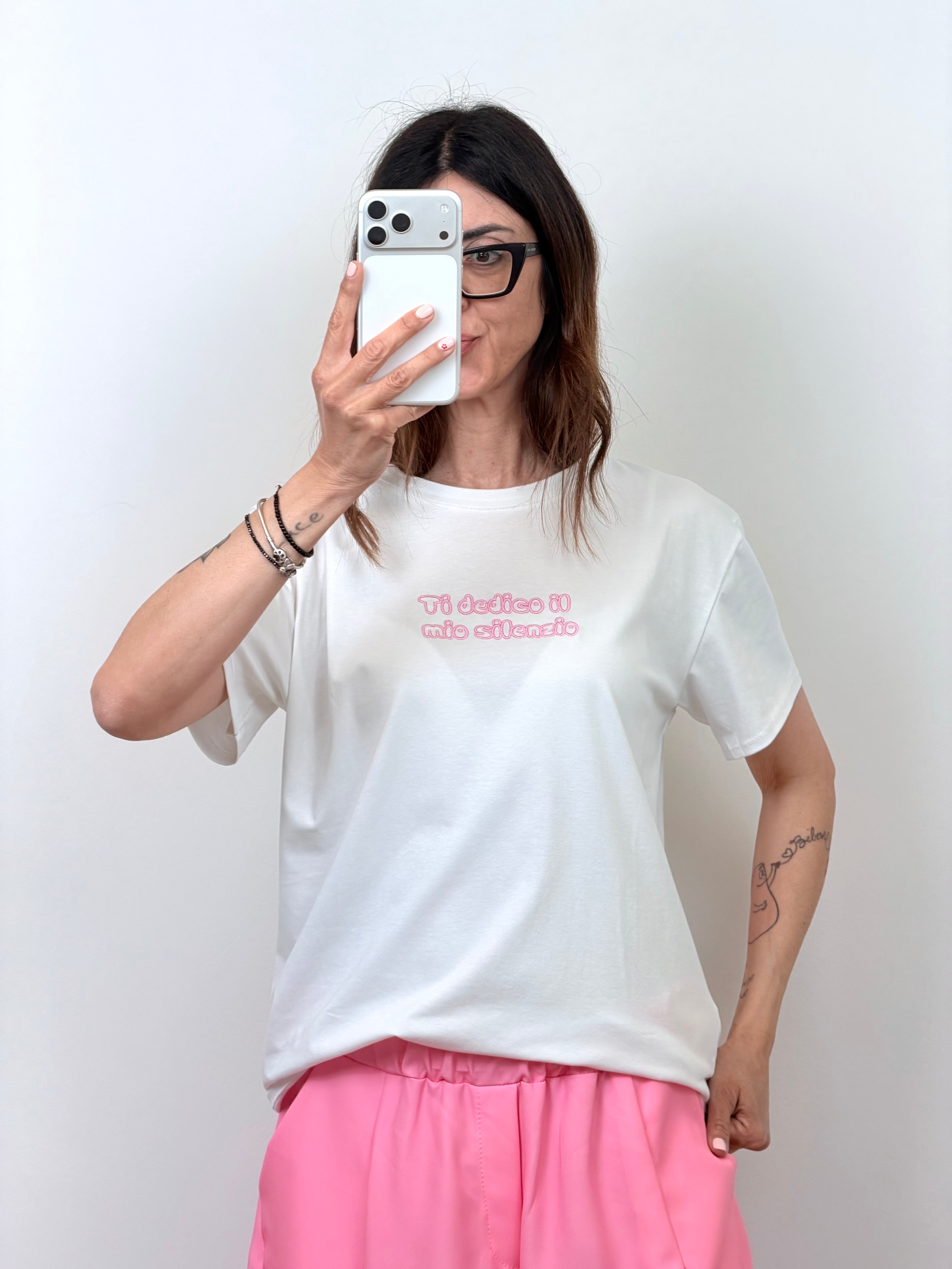T-shirt Ti dedico il mio silenzio rosa
