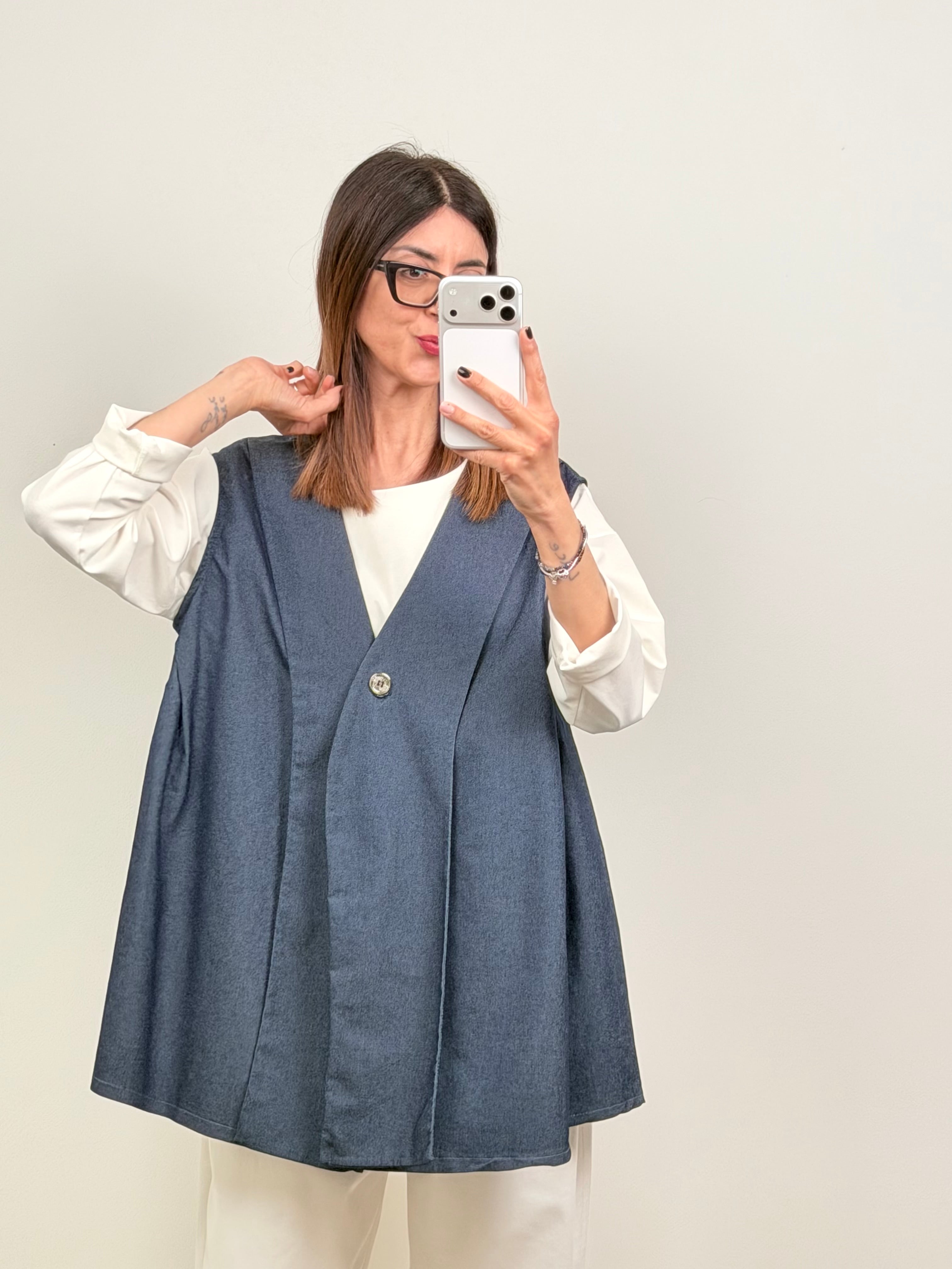 Maxi gilet Seul in denim