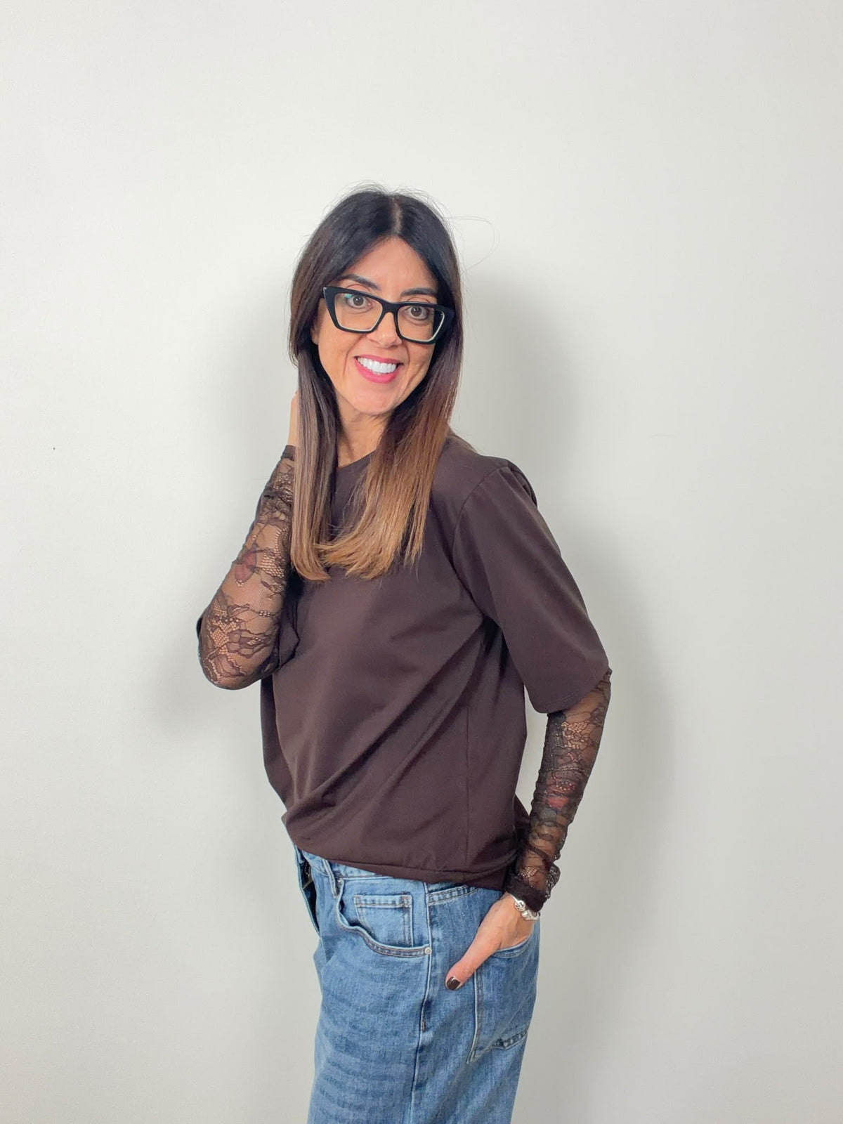 T-shirt new Lace (blu ciocco bianco nero in preordine con spedizione da 23 ottobre)