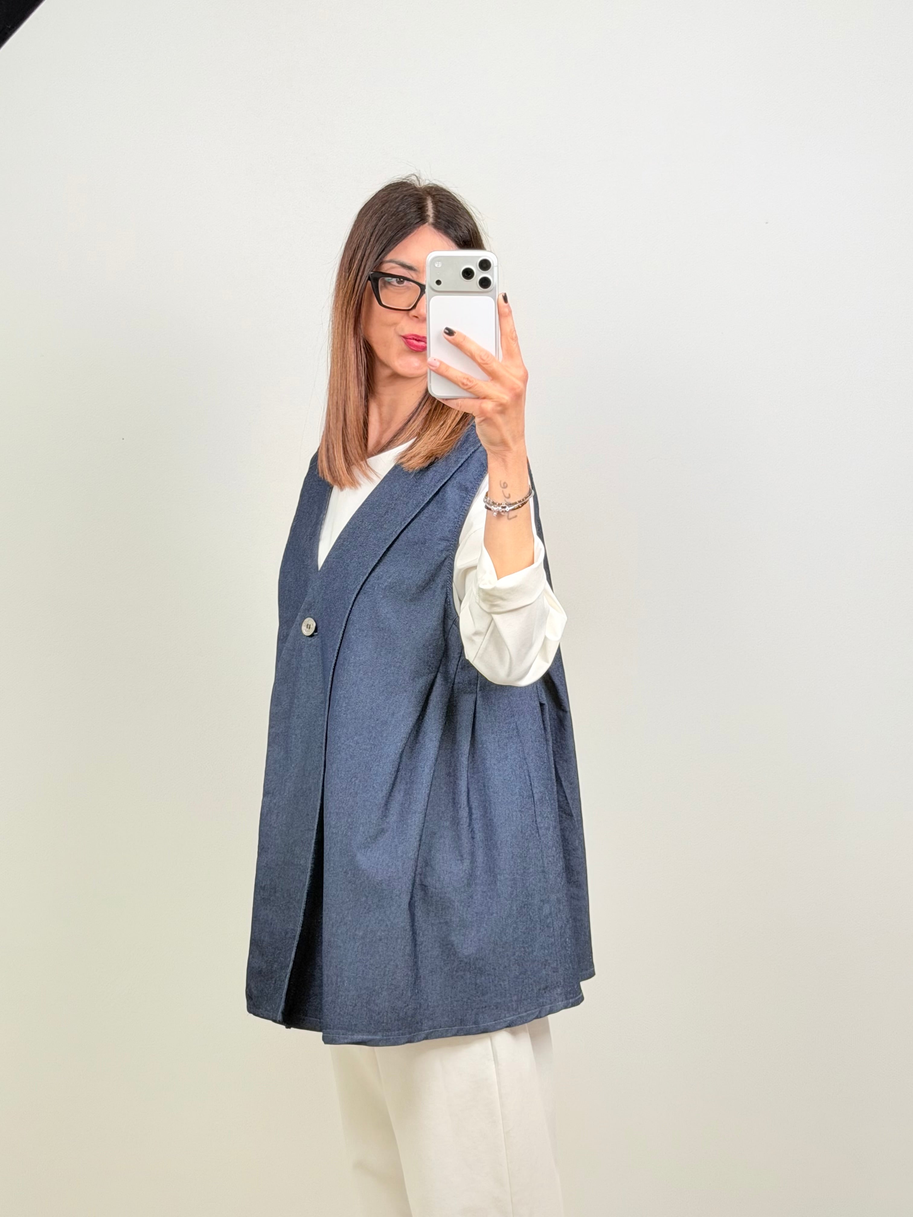 Maxi gilet Seul in denim