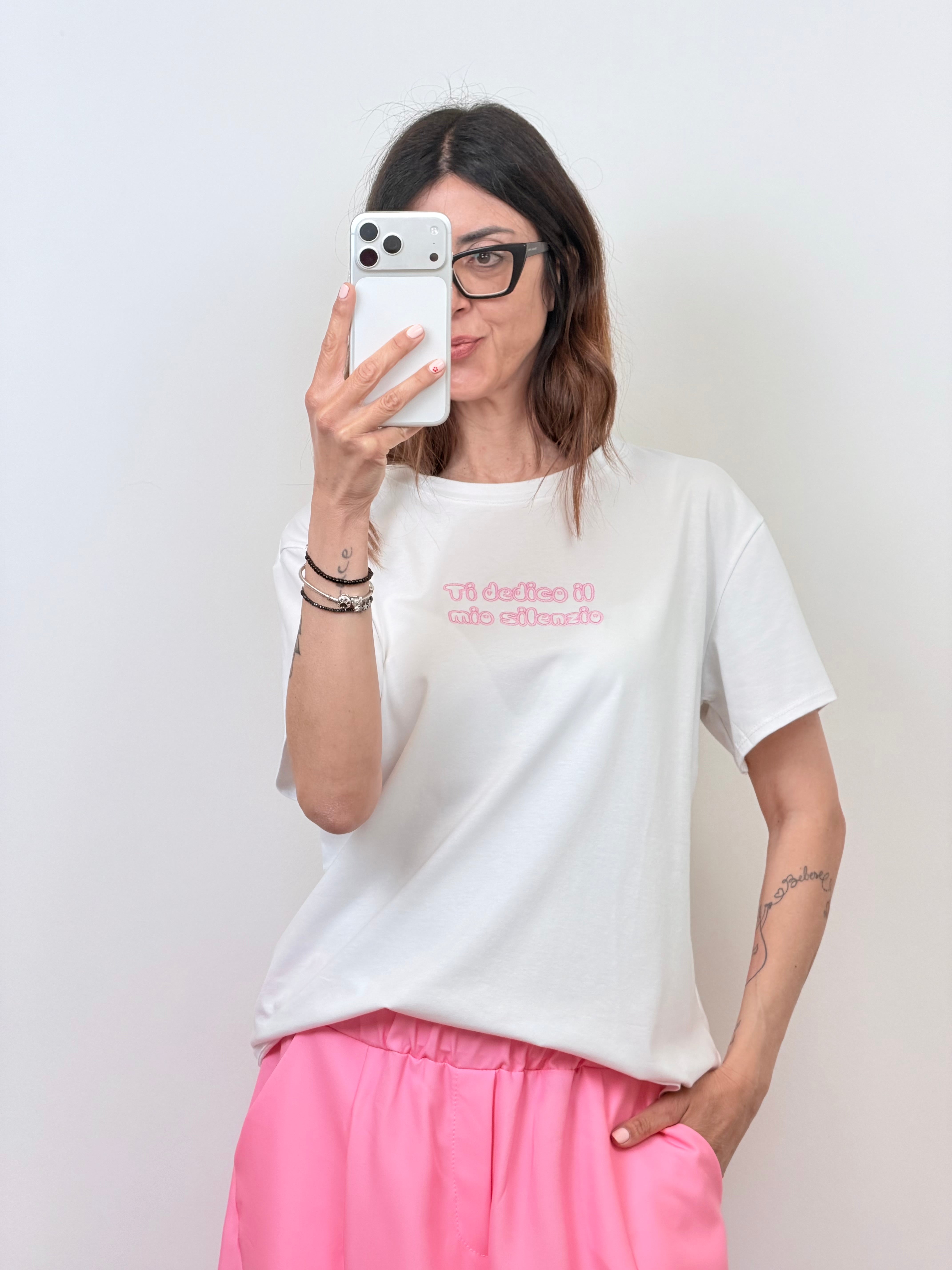 T-shirt Ti dedico il mio silenzio rosa