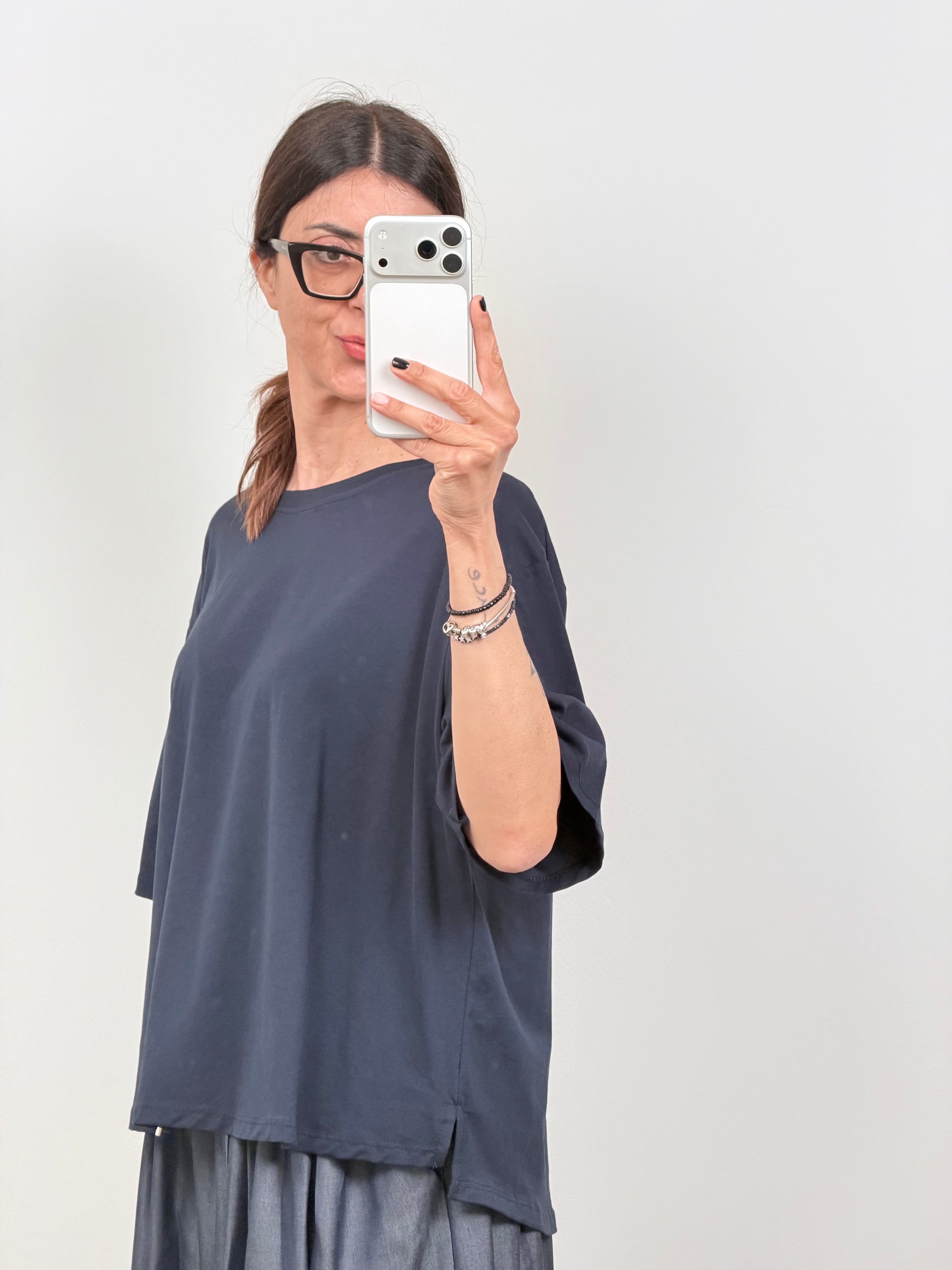 T-shirt basic over blu