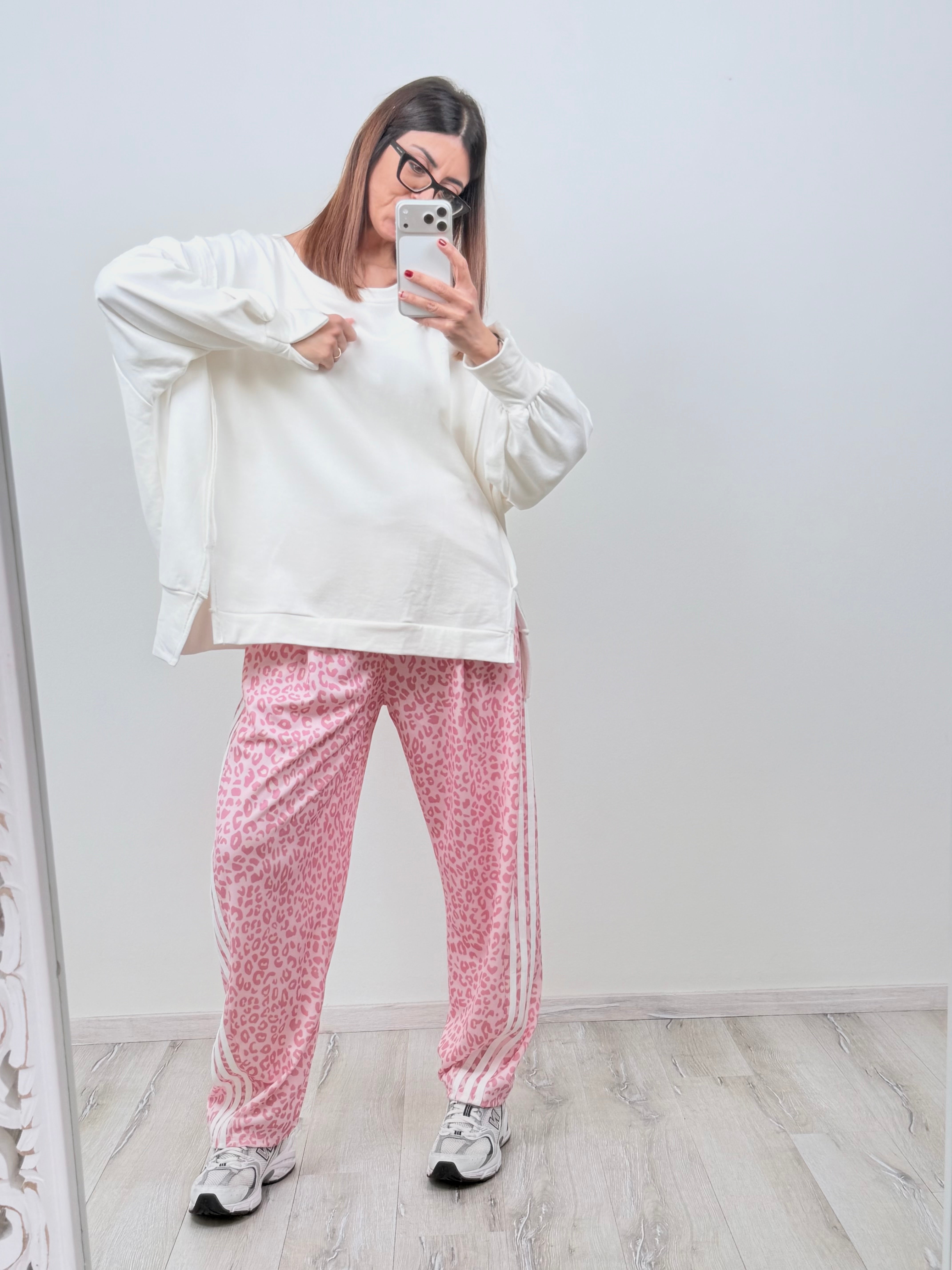 Panta Breaking senza molla macu rosa riga bianca