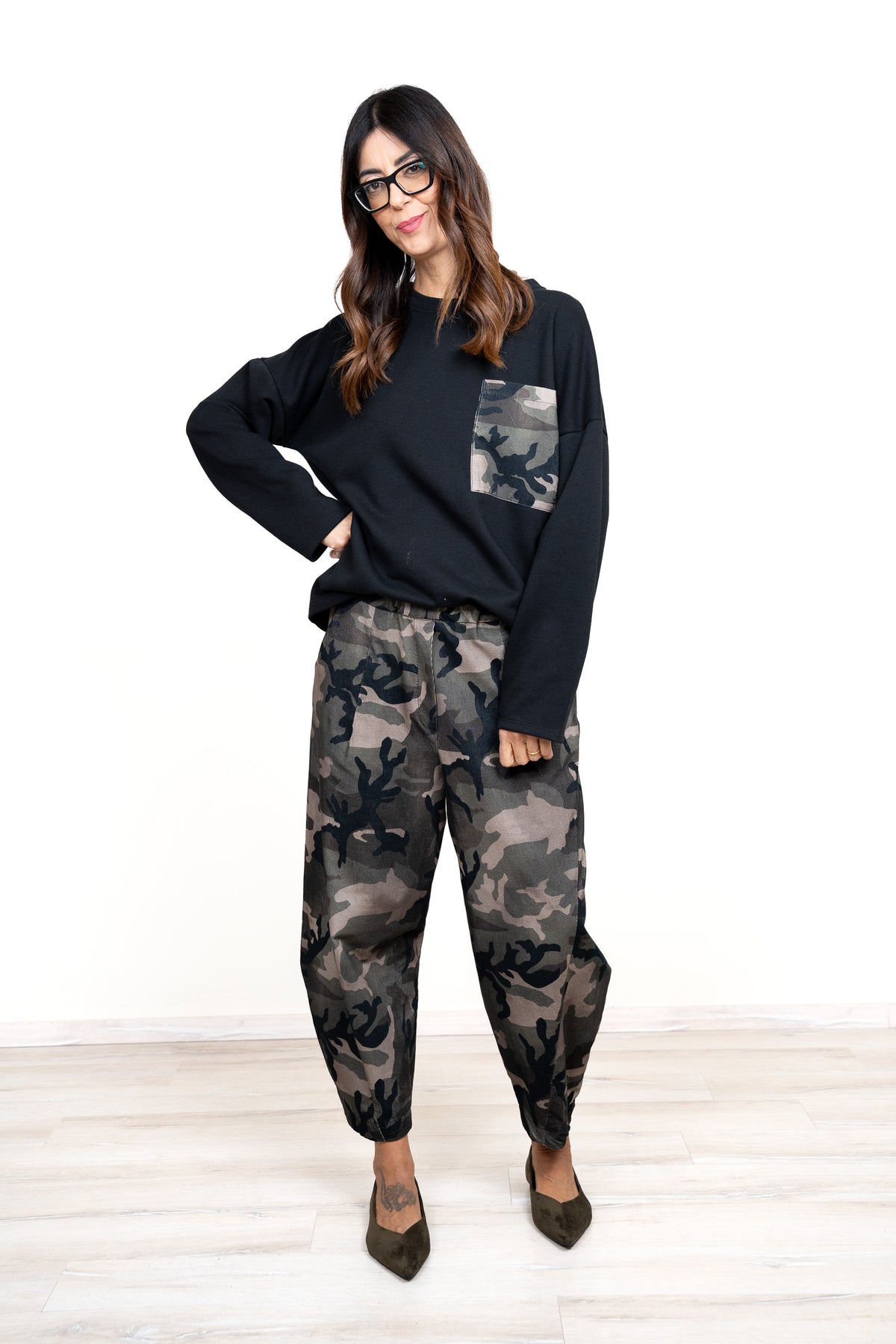 Pantalone Santorini velluto mille righe CAMOU e MACU