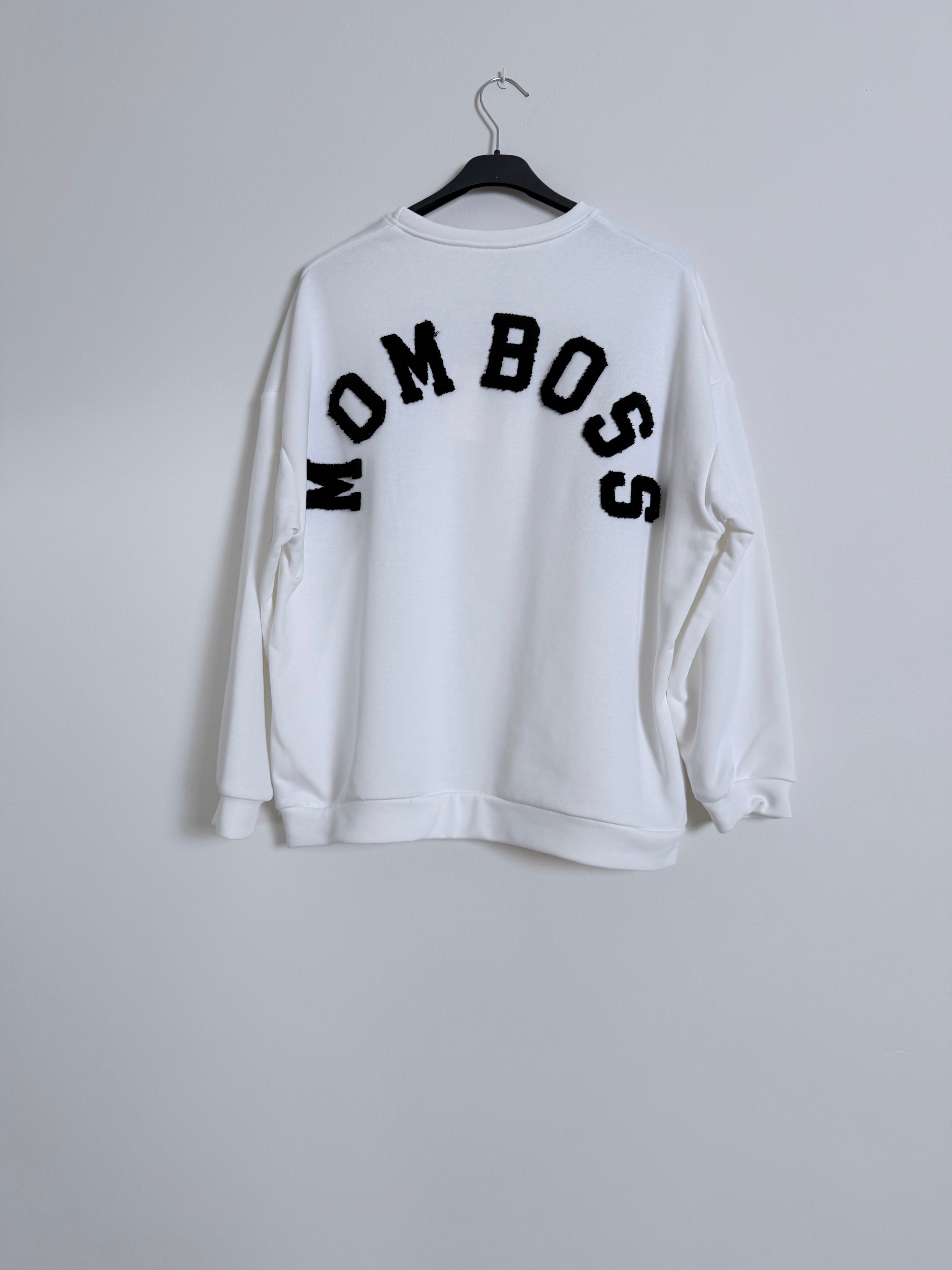 Felpa Mom Boss burro scritta nera