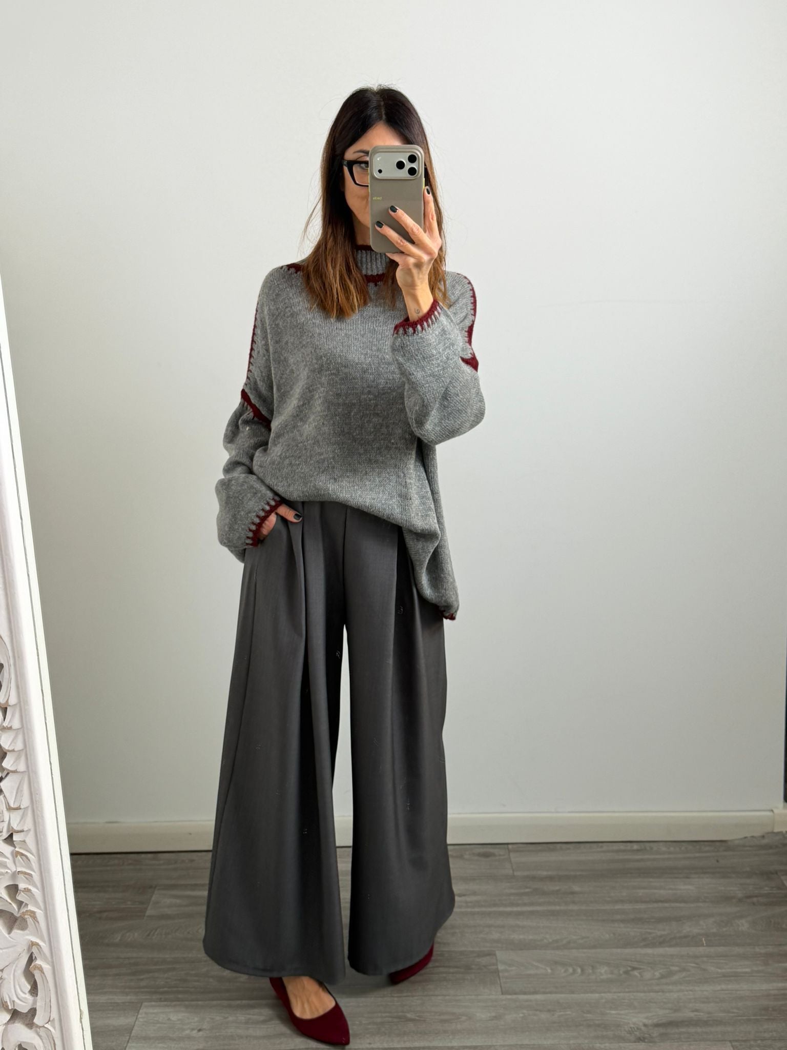 PULL SALISBURGO grigio/burgundi