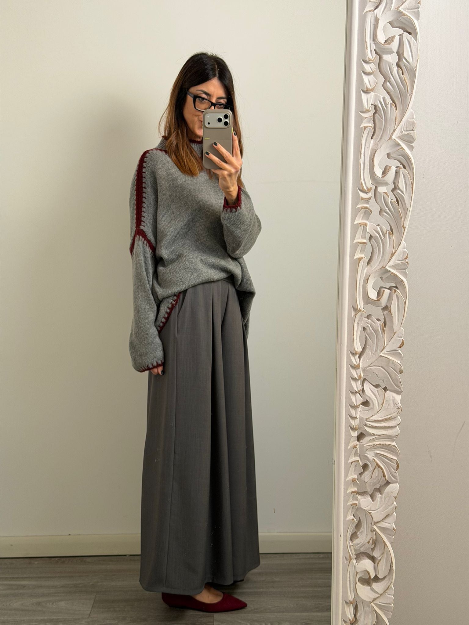 PULL SALISBURGO grigio/burgundi