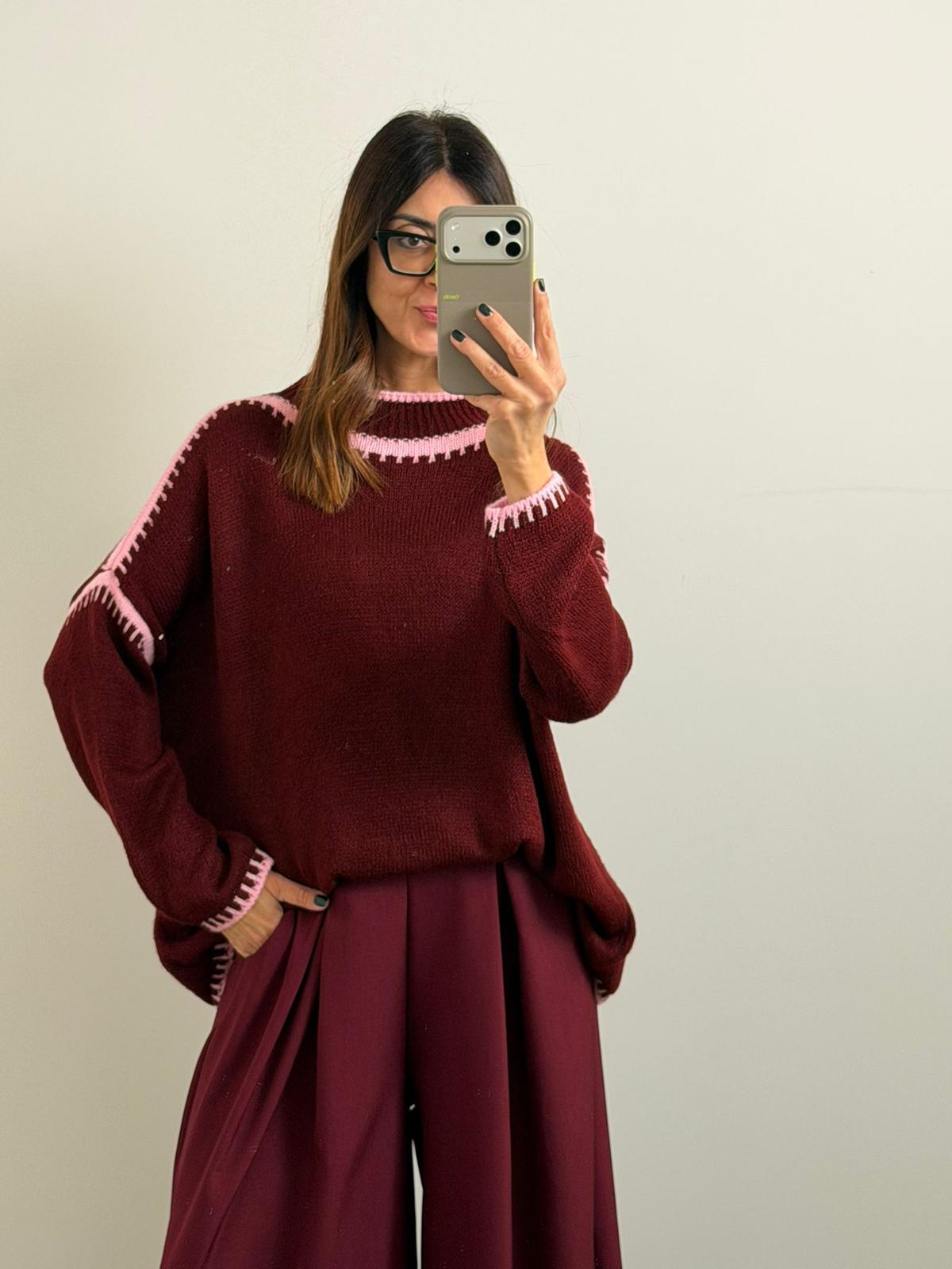 PULL SALISBURGO burgundi/rosa