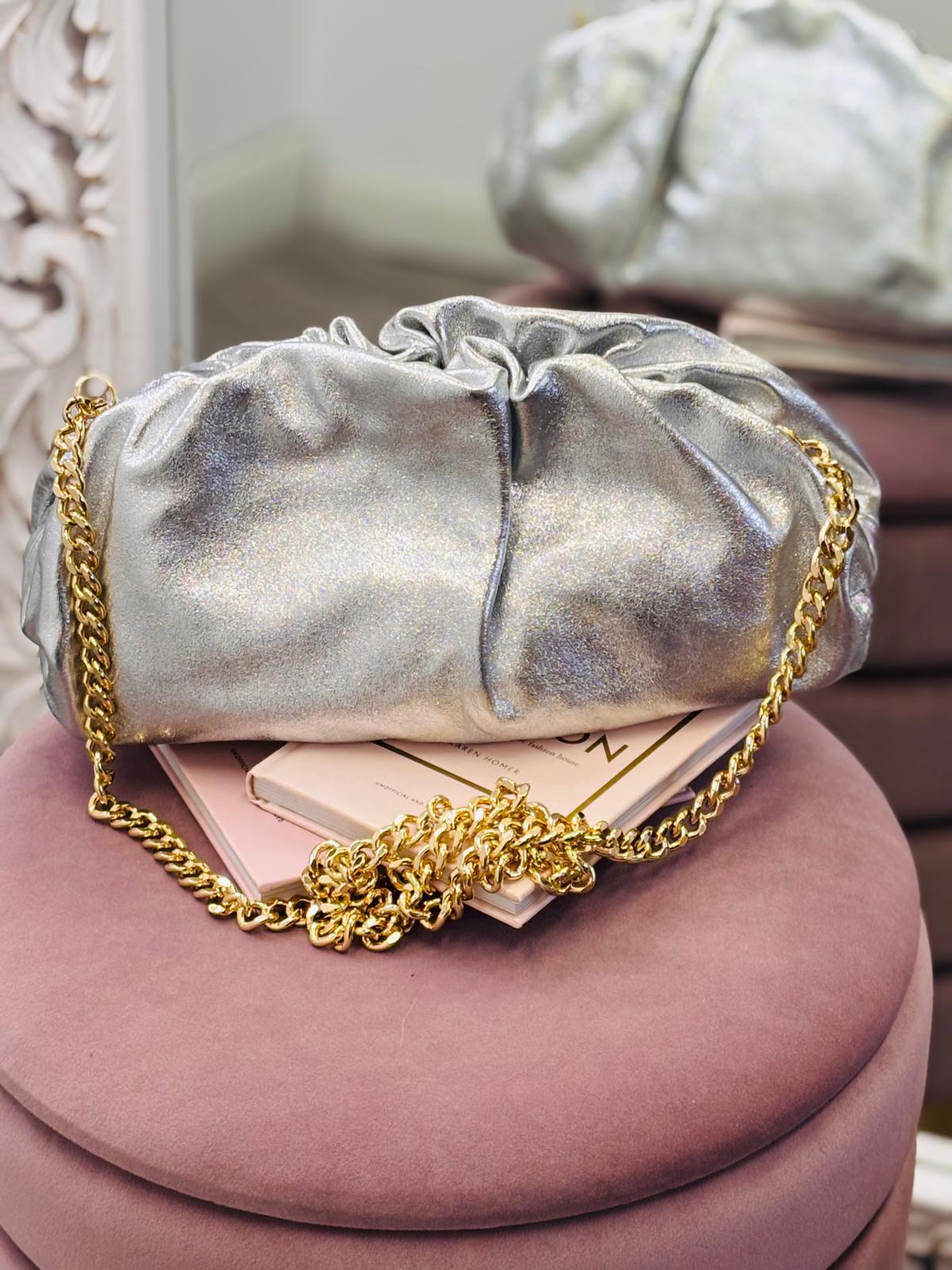 MAXI CLUTCH vera pelle