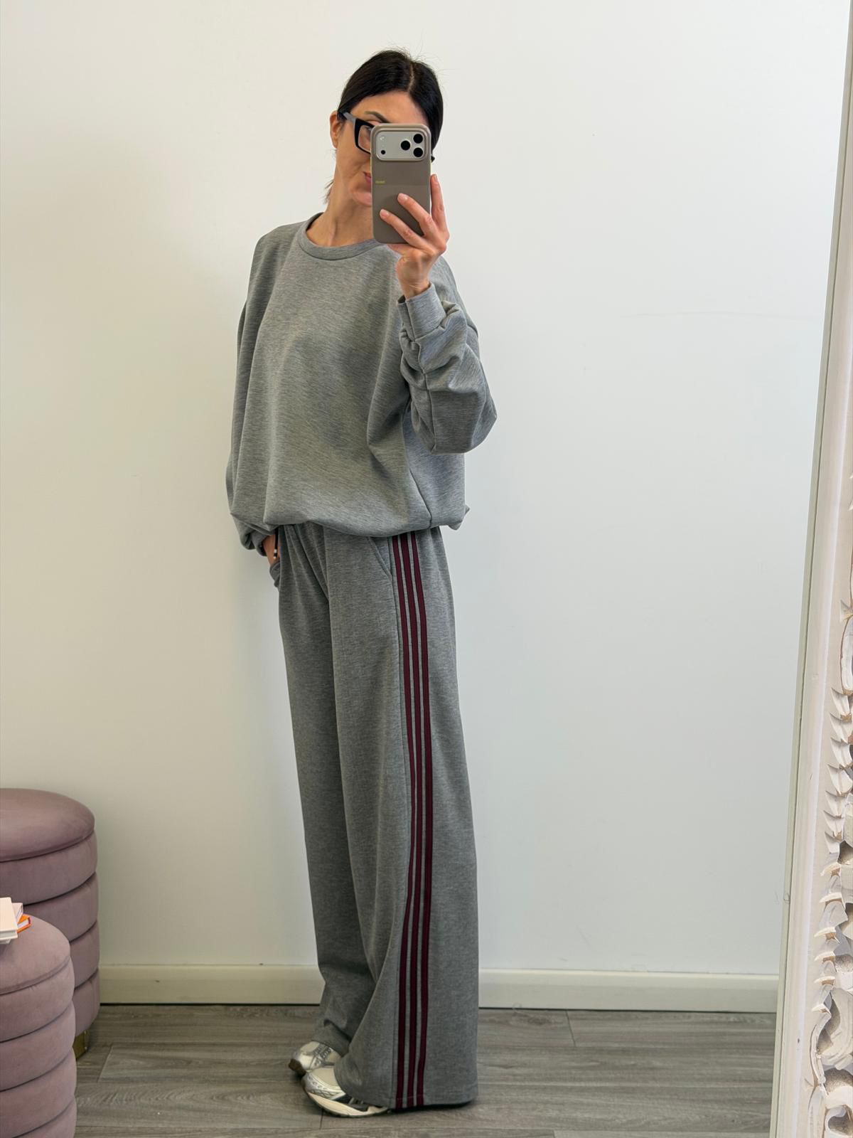 Panta Urban grigio riga burgundy