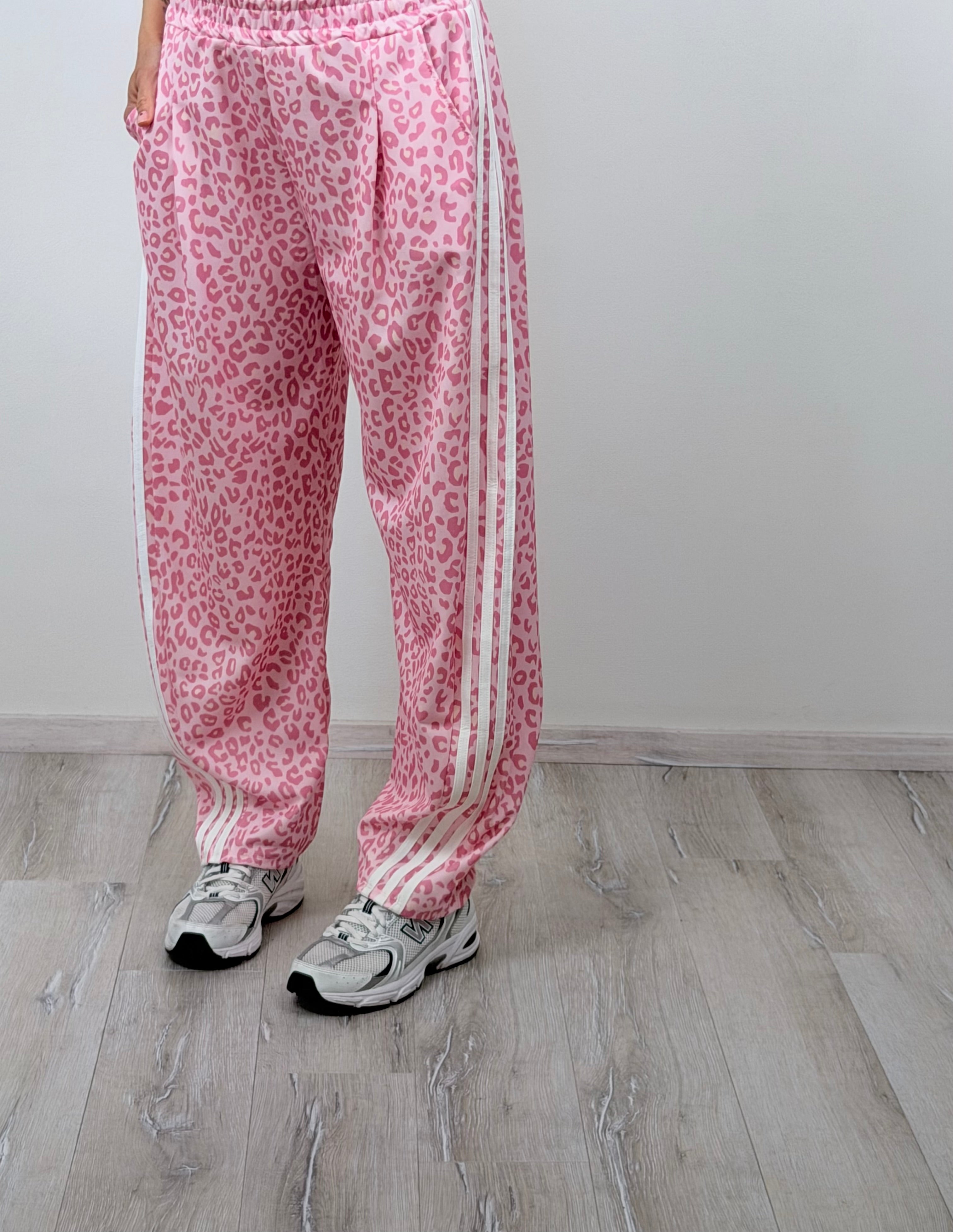 Panta Breaking senza molla macu rosa riga bianca