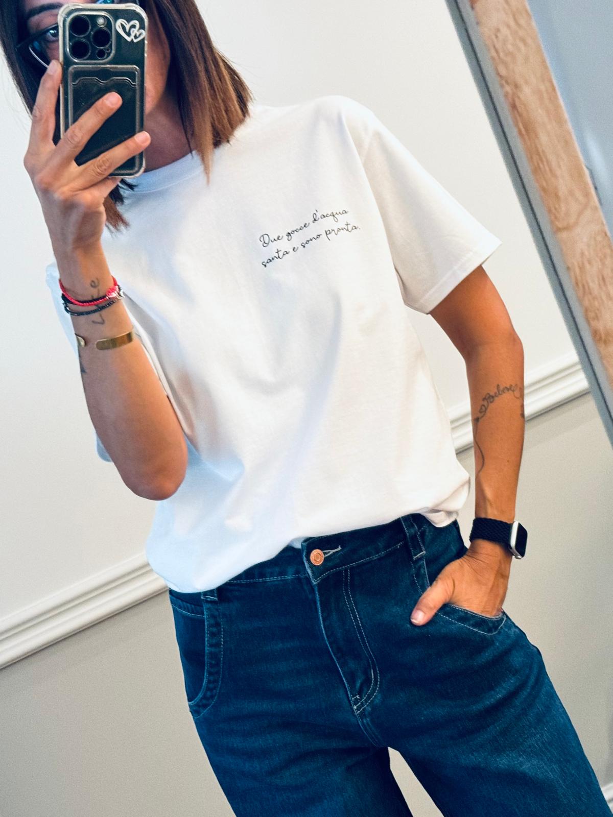 T-shirt Due gocce d'acqua santa e sono pronta