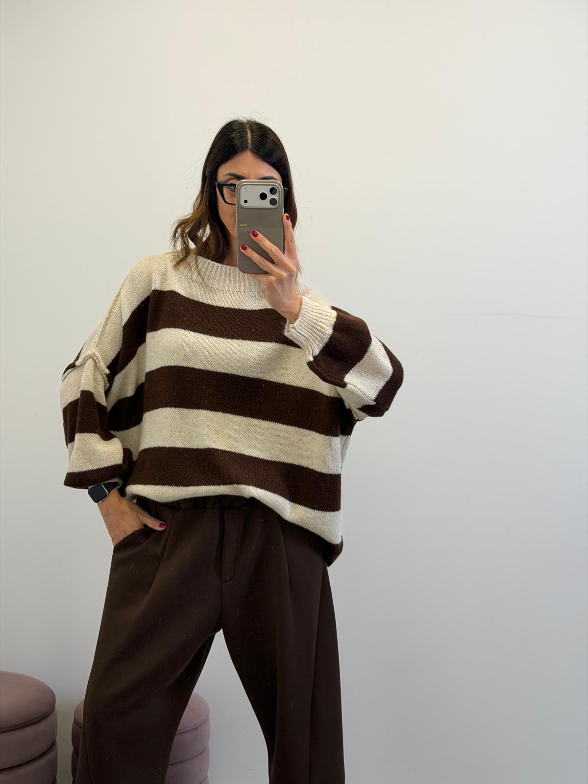 Pull Rovaniemi righe ciocco - burro