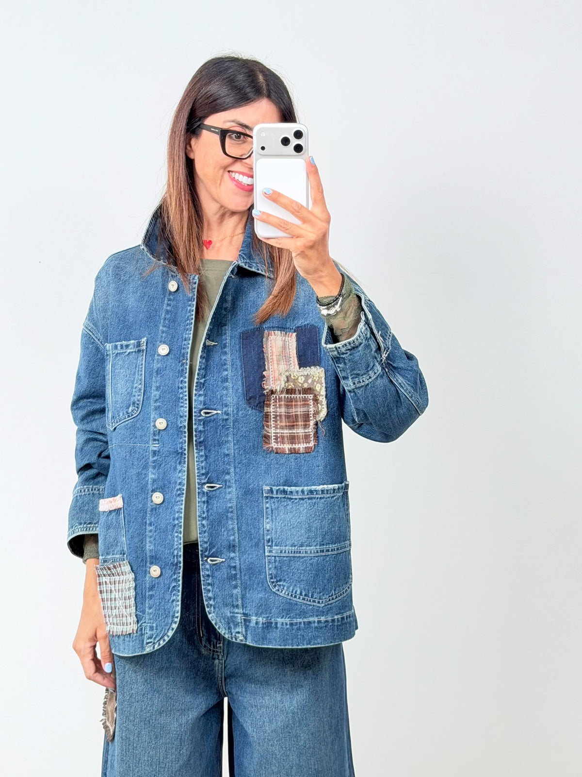 Giubbino denim Patchwork