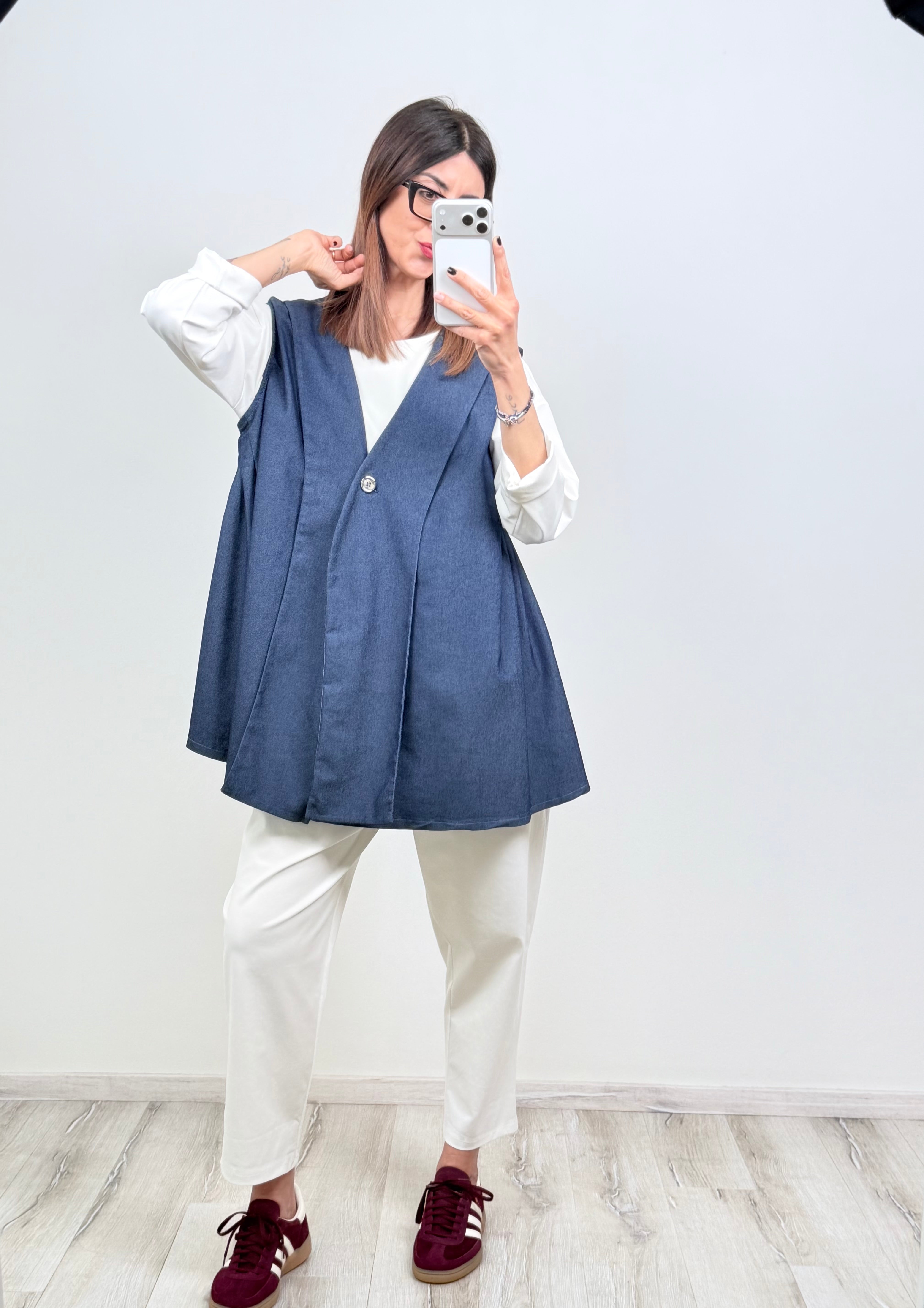 Maxi gilet Seul in denim