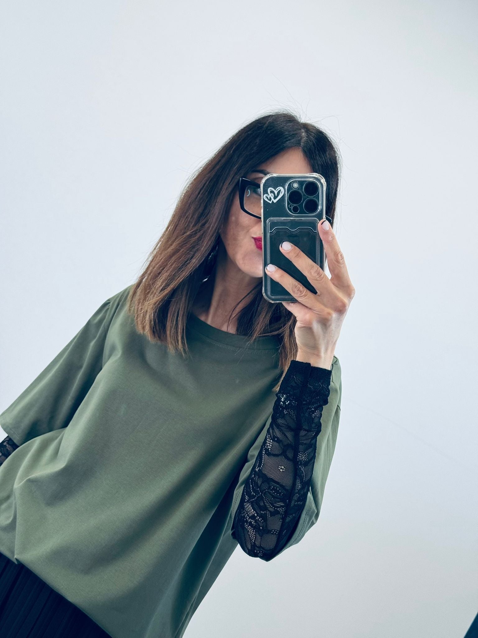 CARDIFF t-shirt over con maniche in pizzo