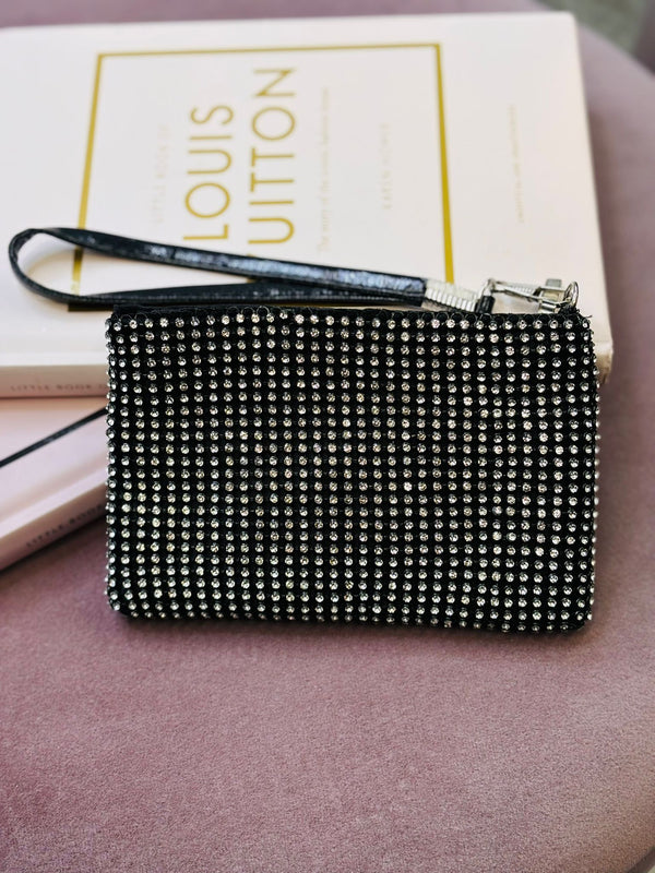 Mini Pochette microstrass + tracolla