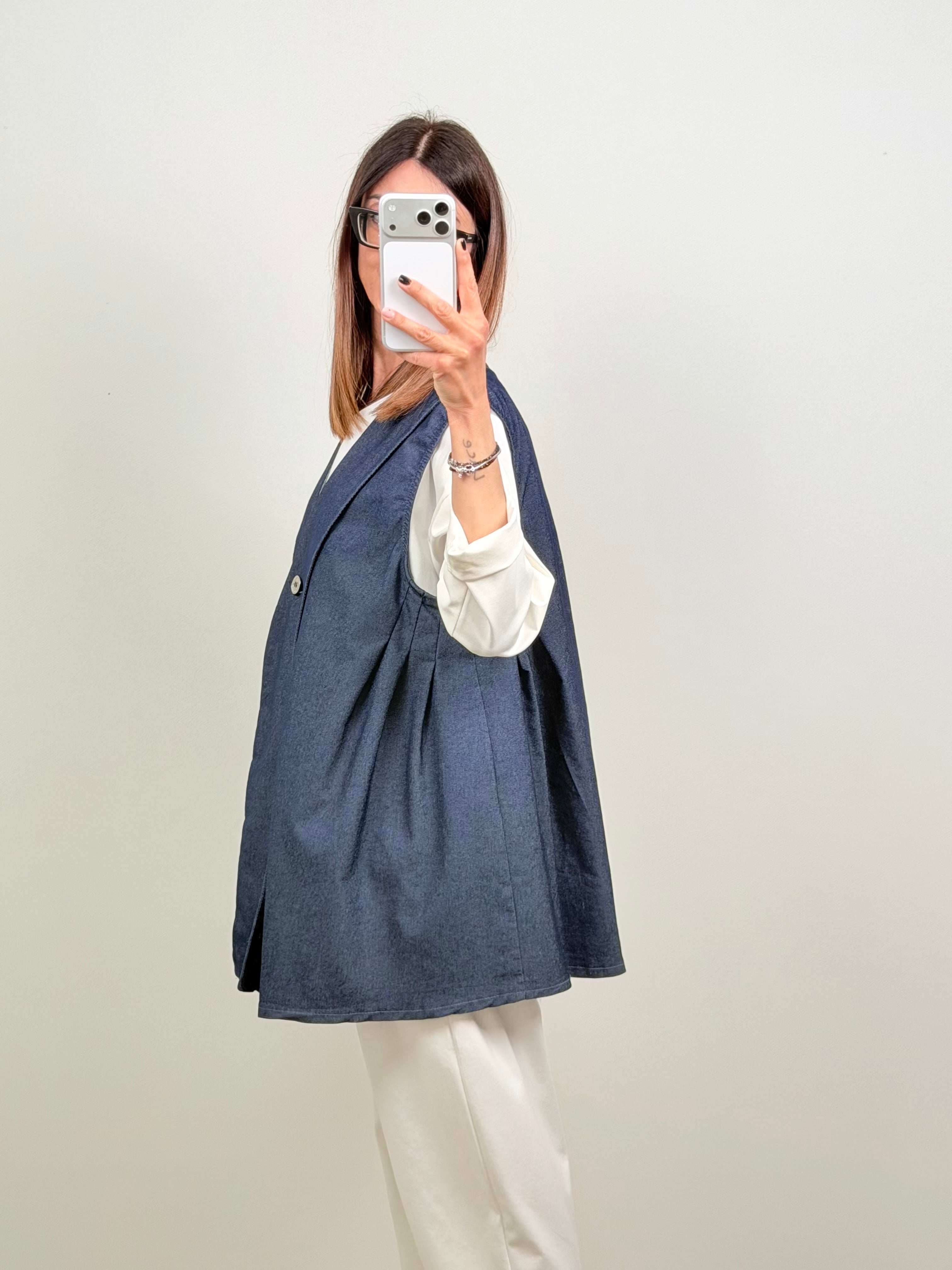Maxi gilet Seul in denim