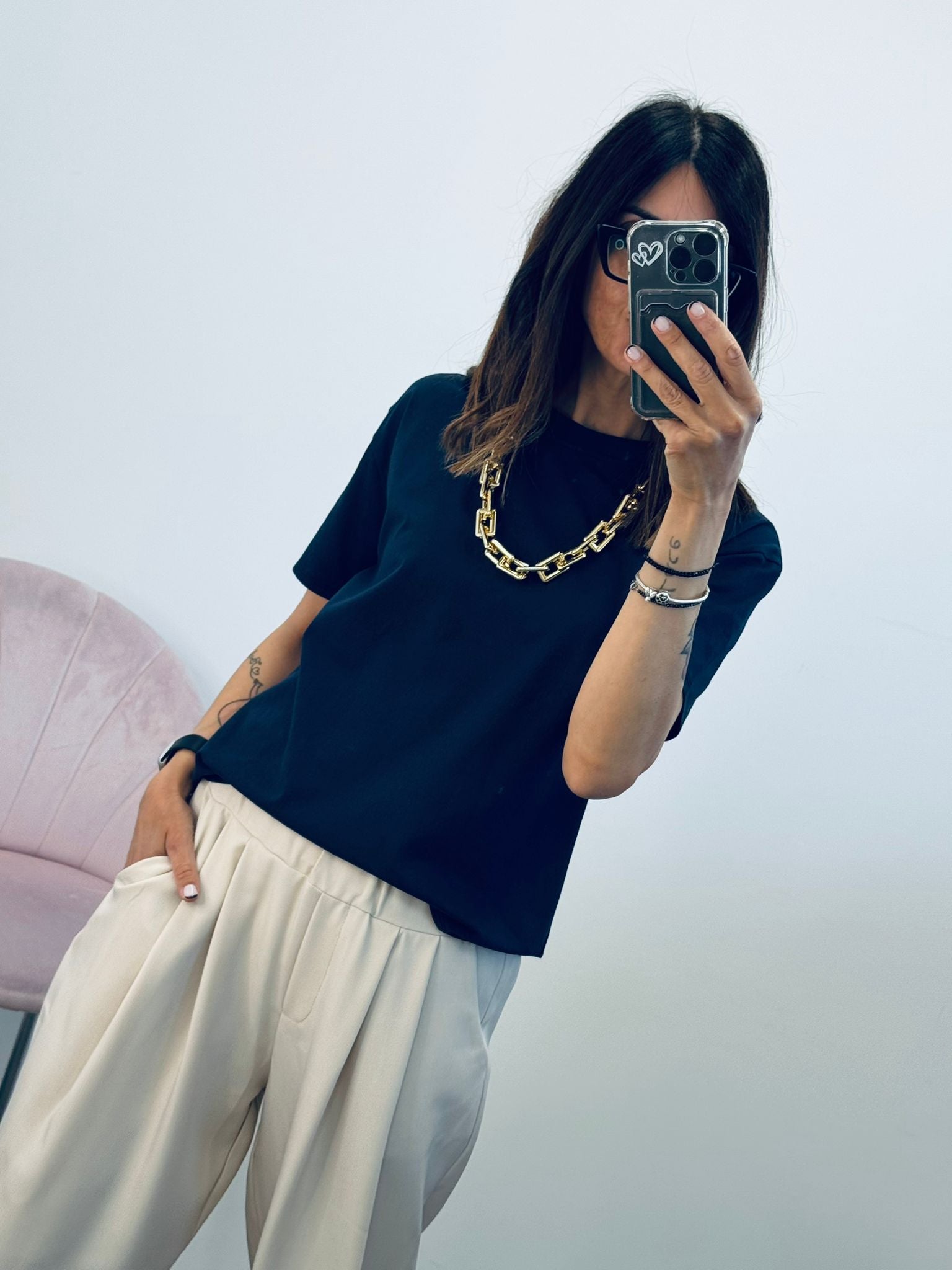 T-SHIRT CHAIN con collana catena in dotazione