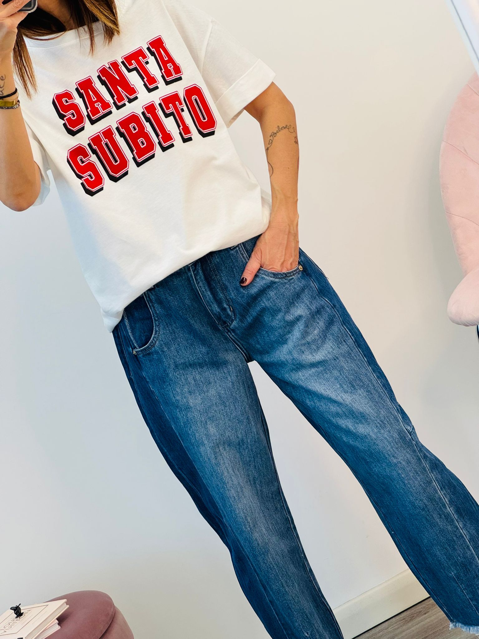 T-shirt Santa subito bianco