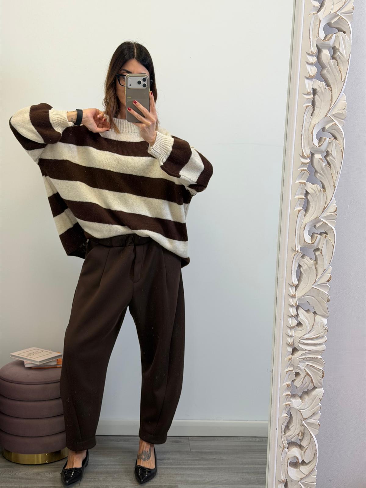 Pull Rovaniemi righe ciocco - burro