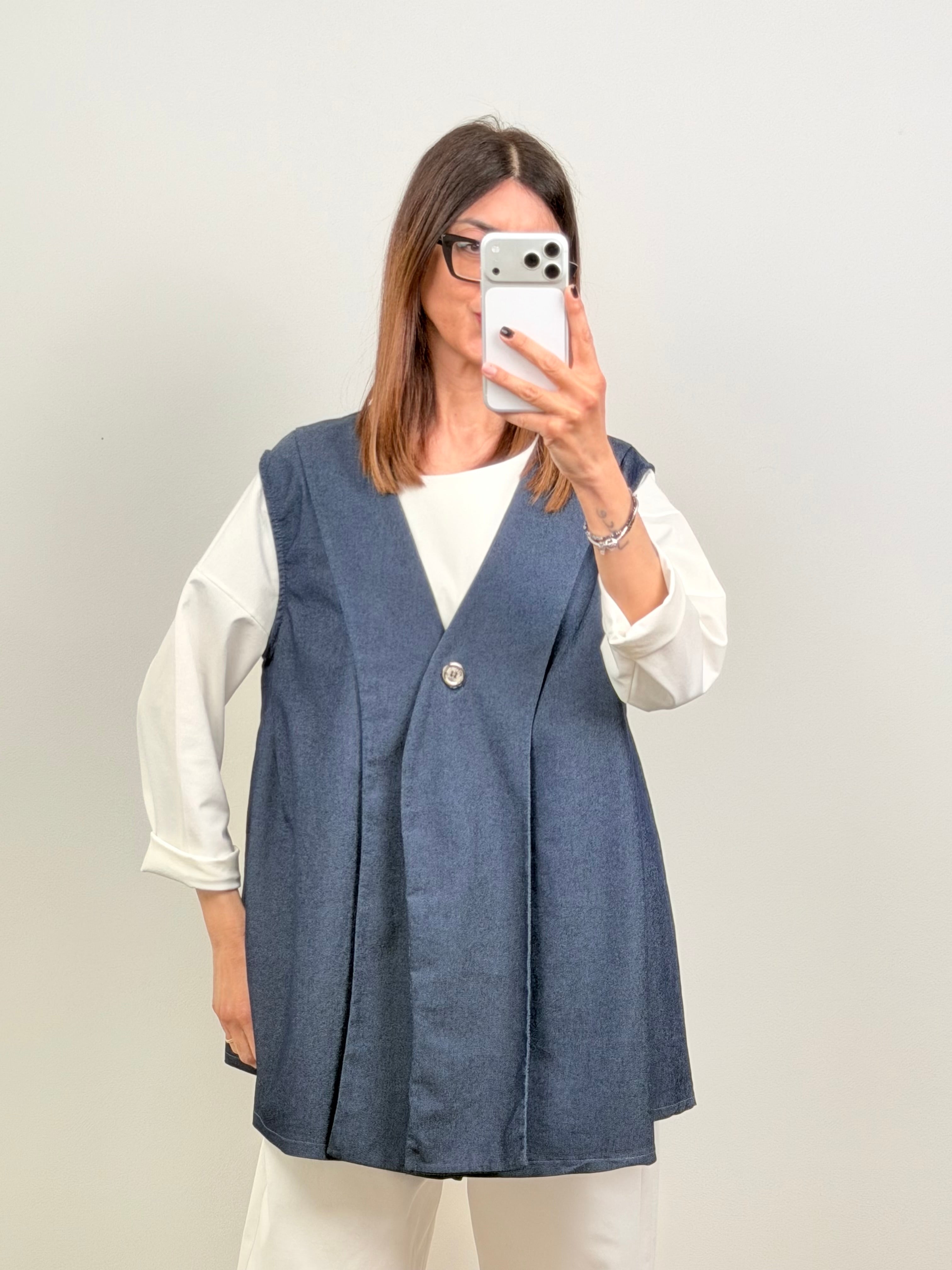 Maxi gilet Seul in denim