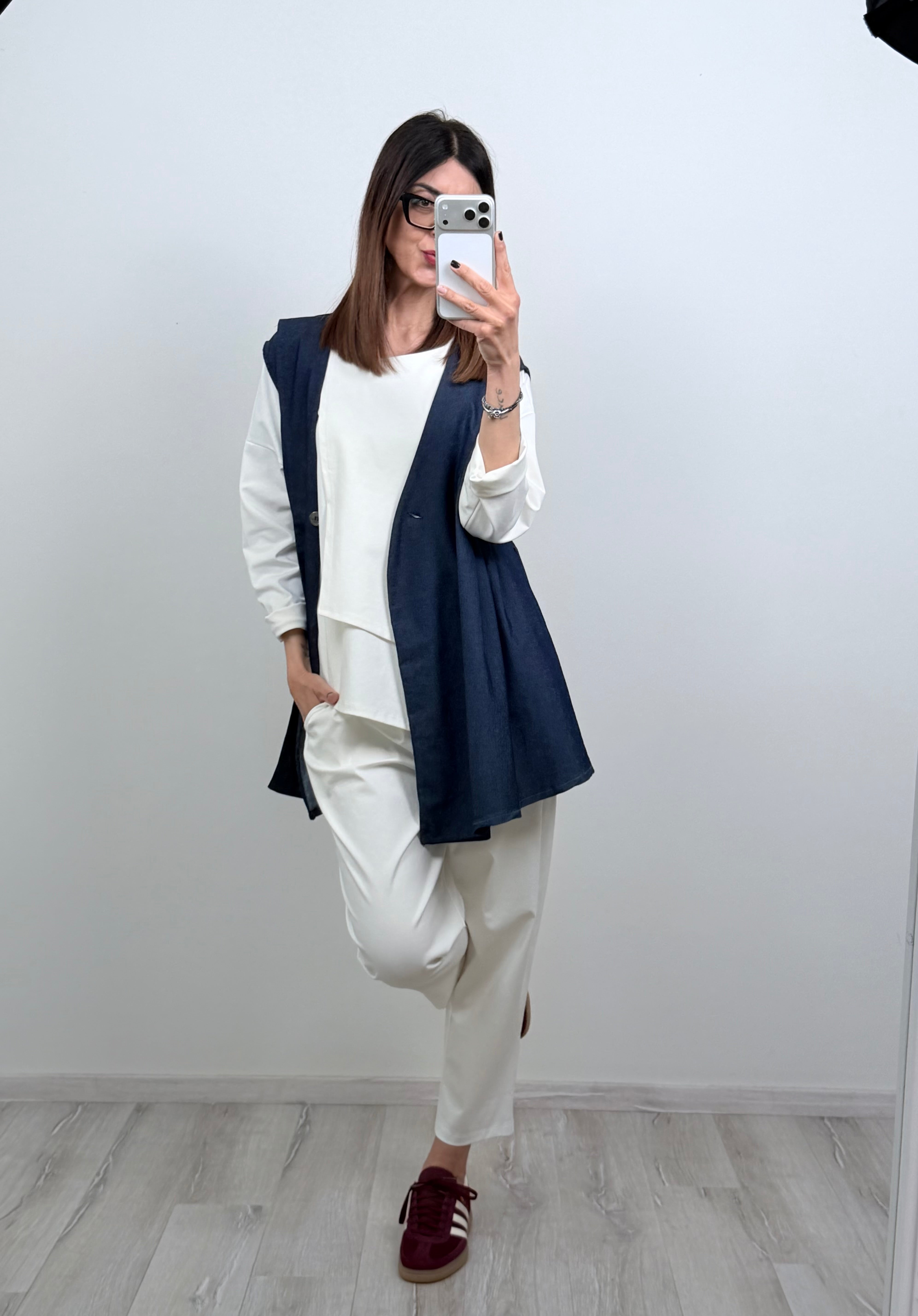 Maxi gilet Seul in denim