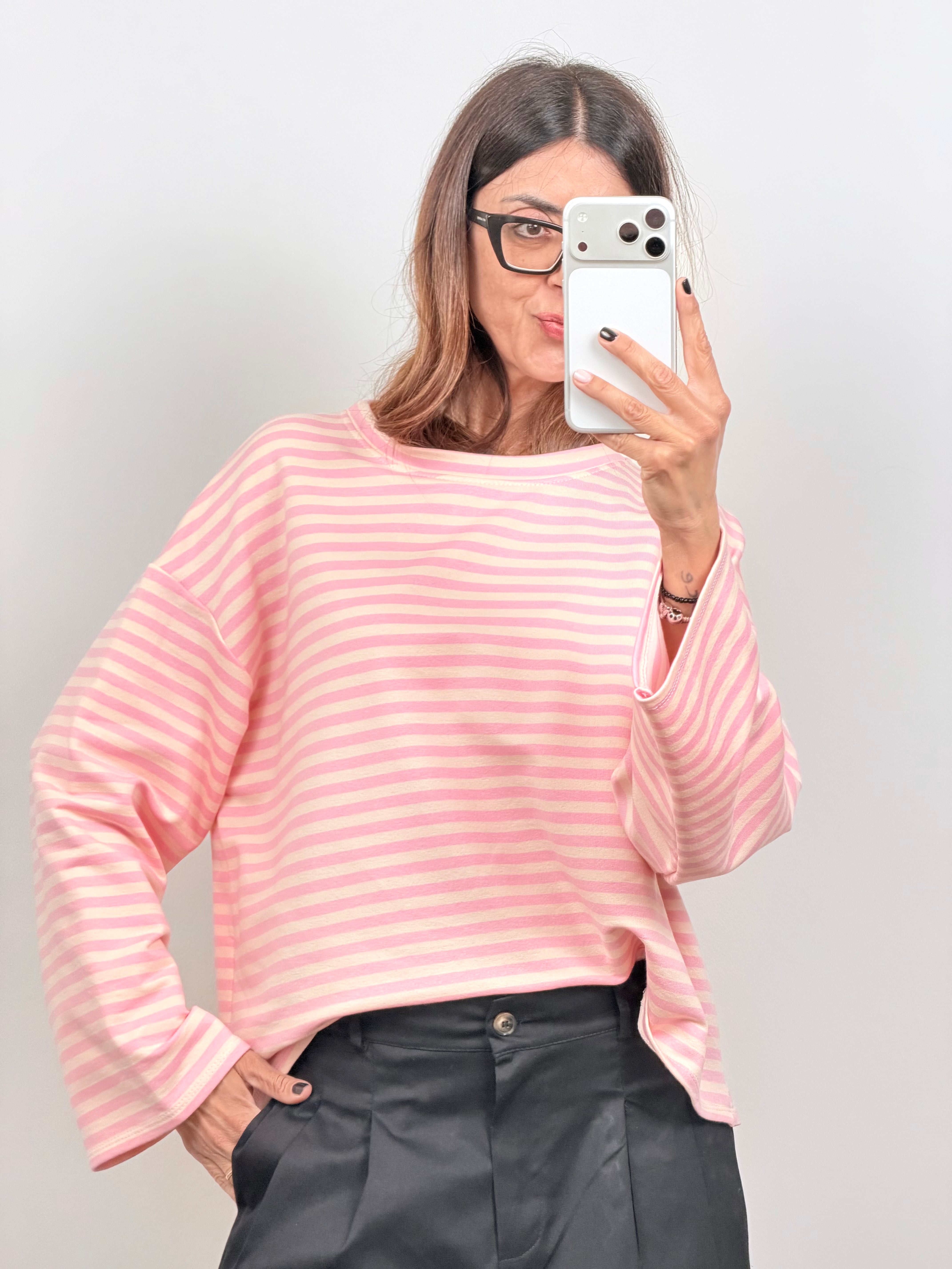 Felpa Out of Office riga rosa
