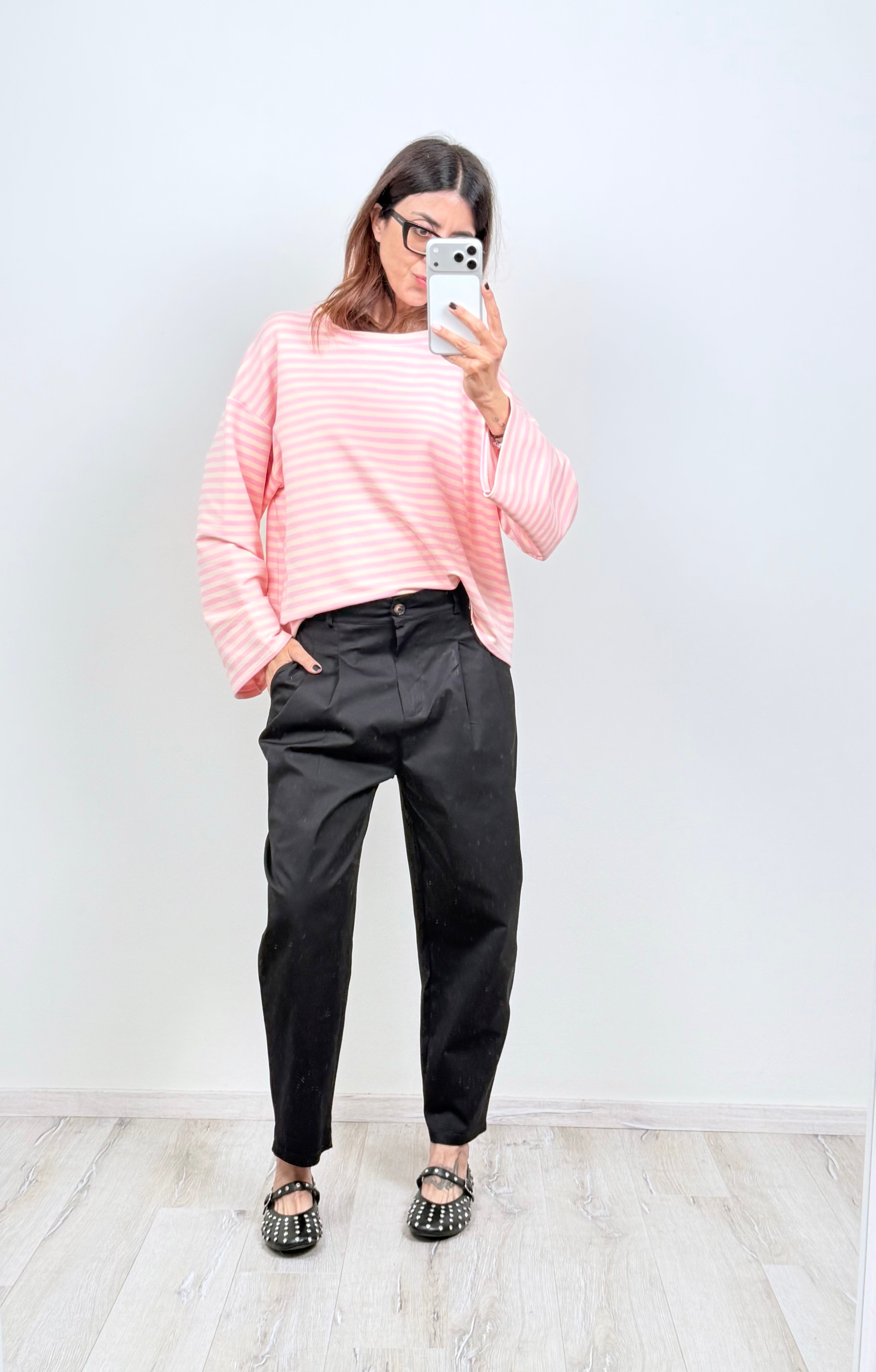Felpa Out of Office riga rosa
