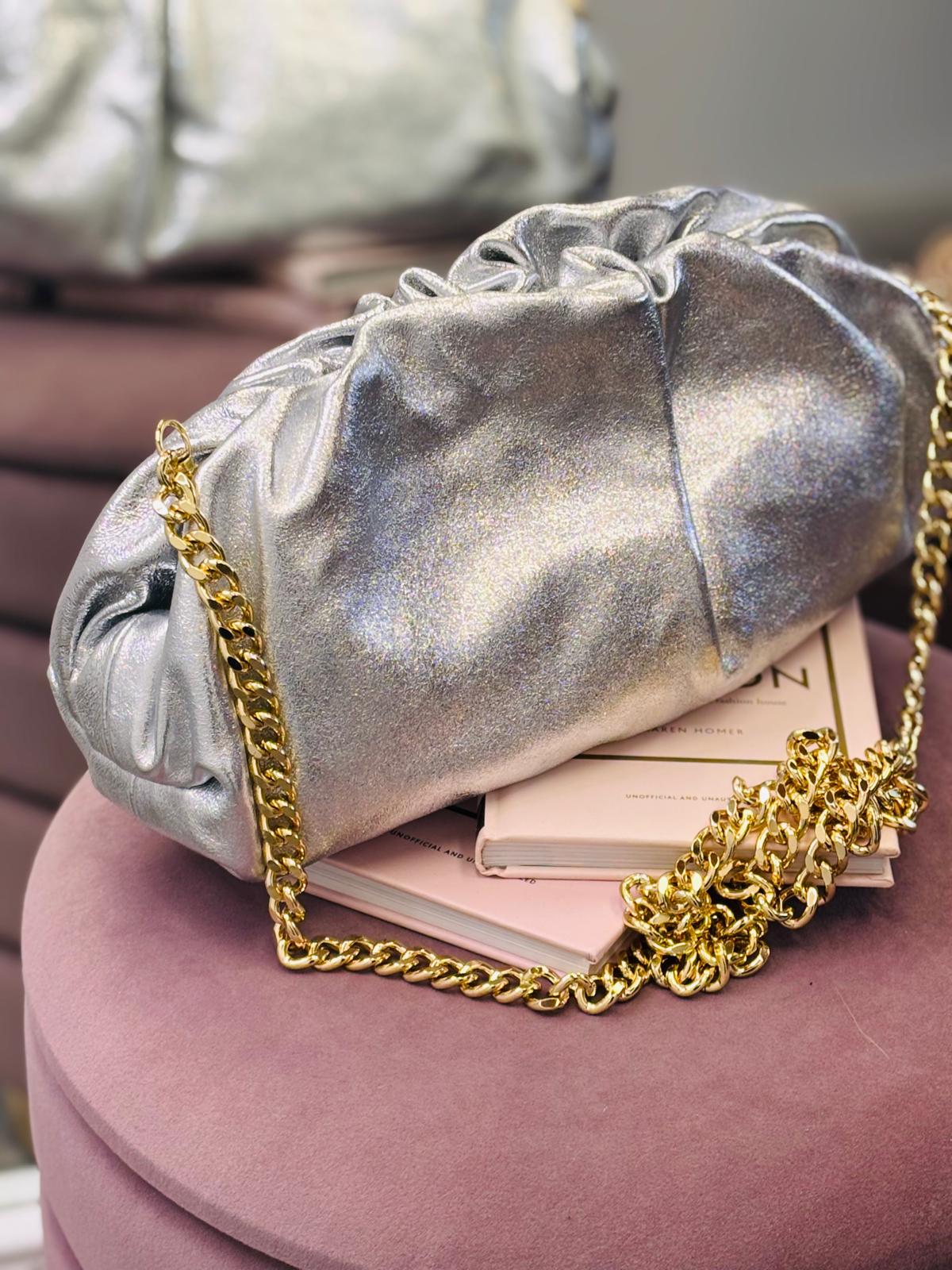 MAXI CLUTCH vera pelle