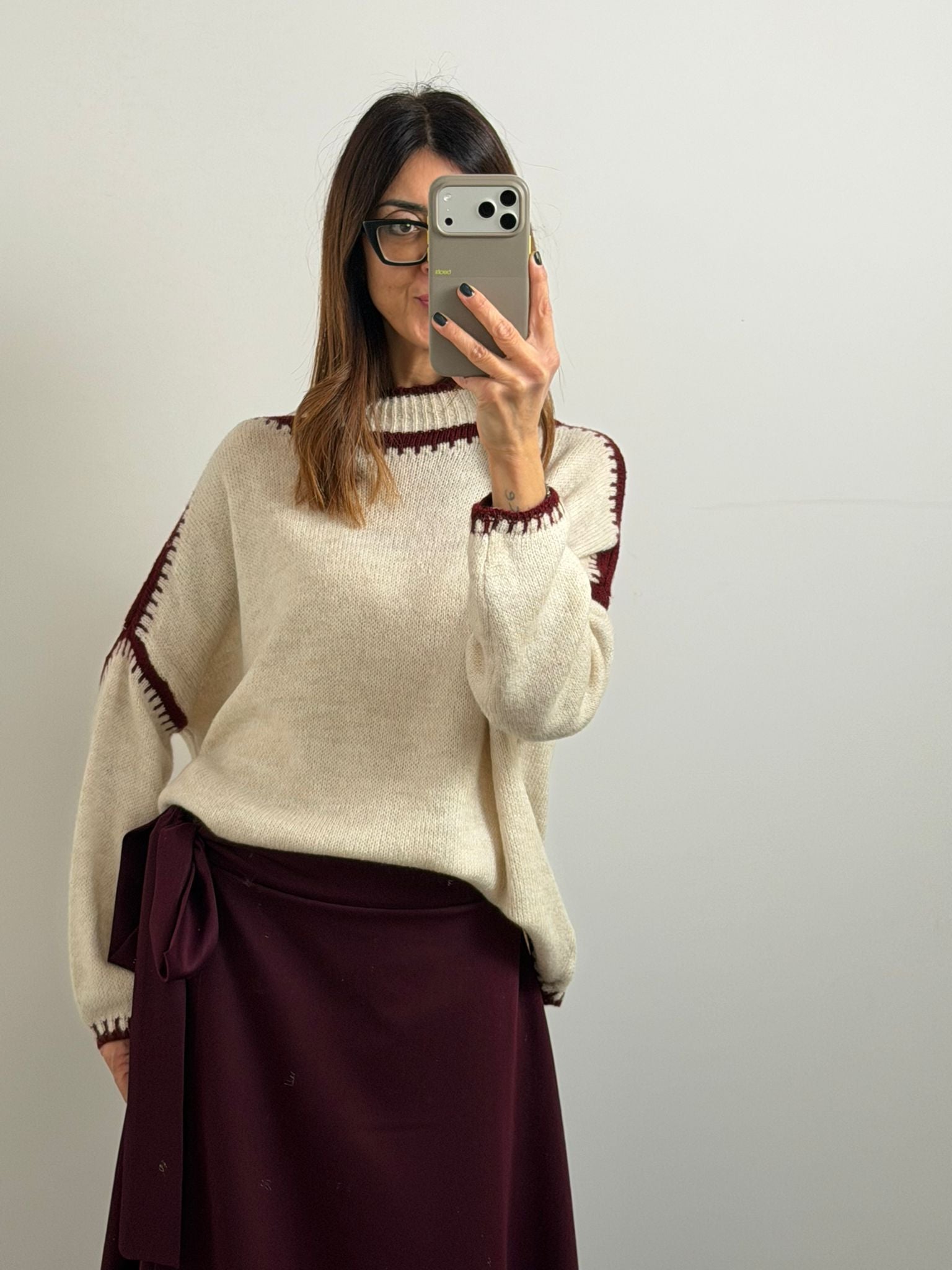 PULL SALISBURGO burro/burgundy