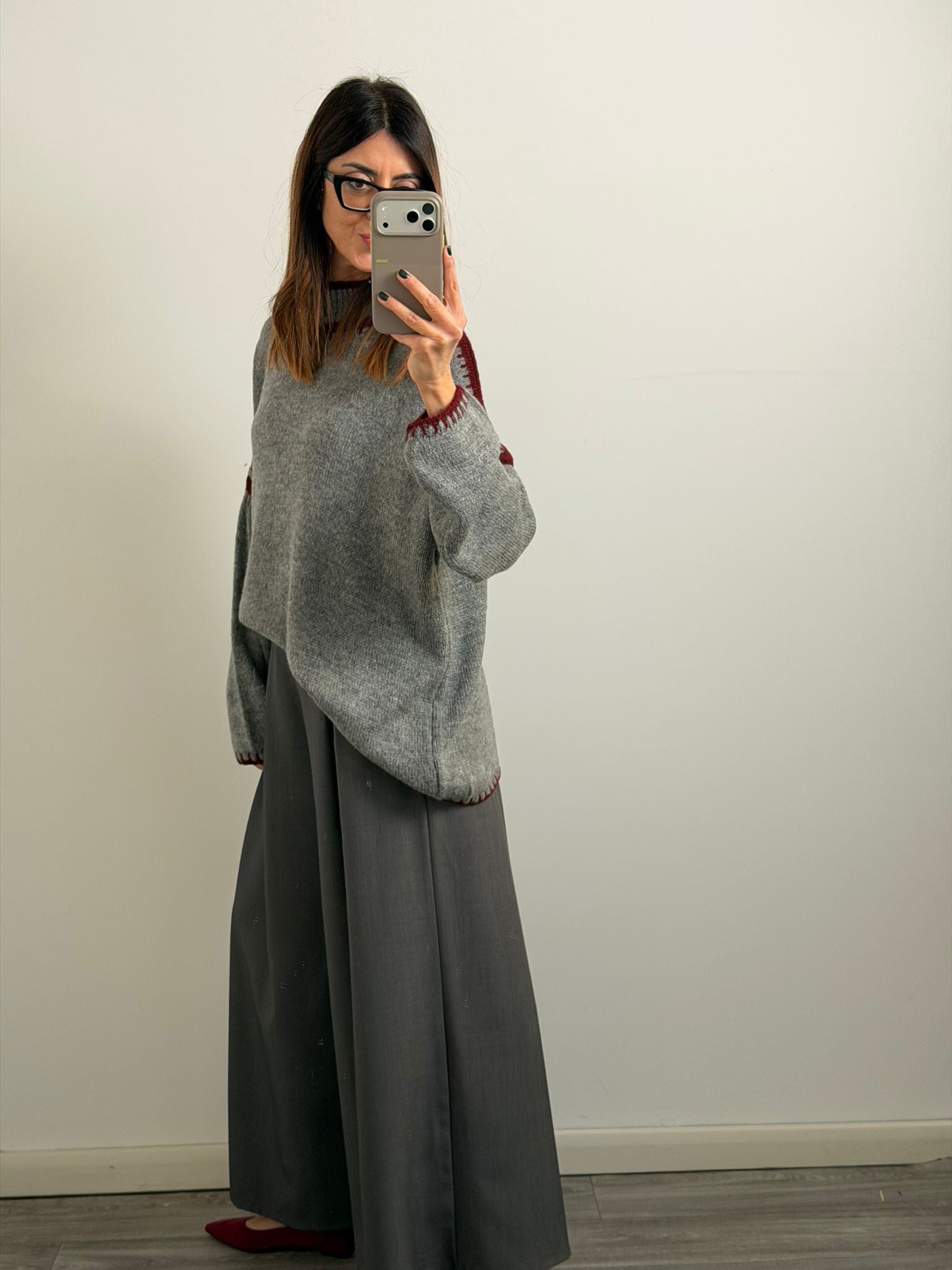 PULL SALISBURGO grigio/burgundi