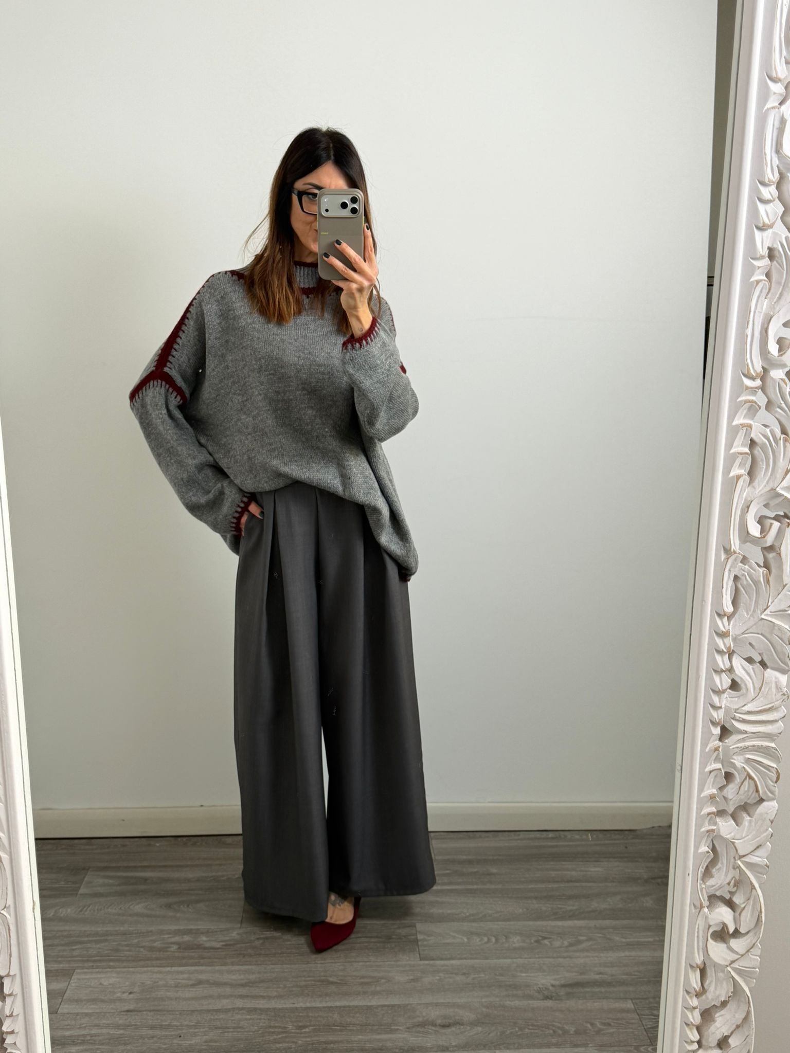 PULL SALISBURGO grigio/burgundi