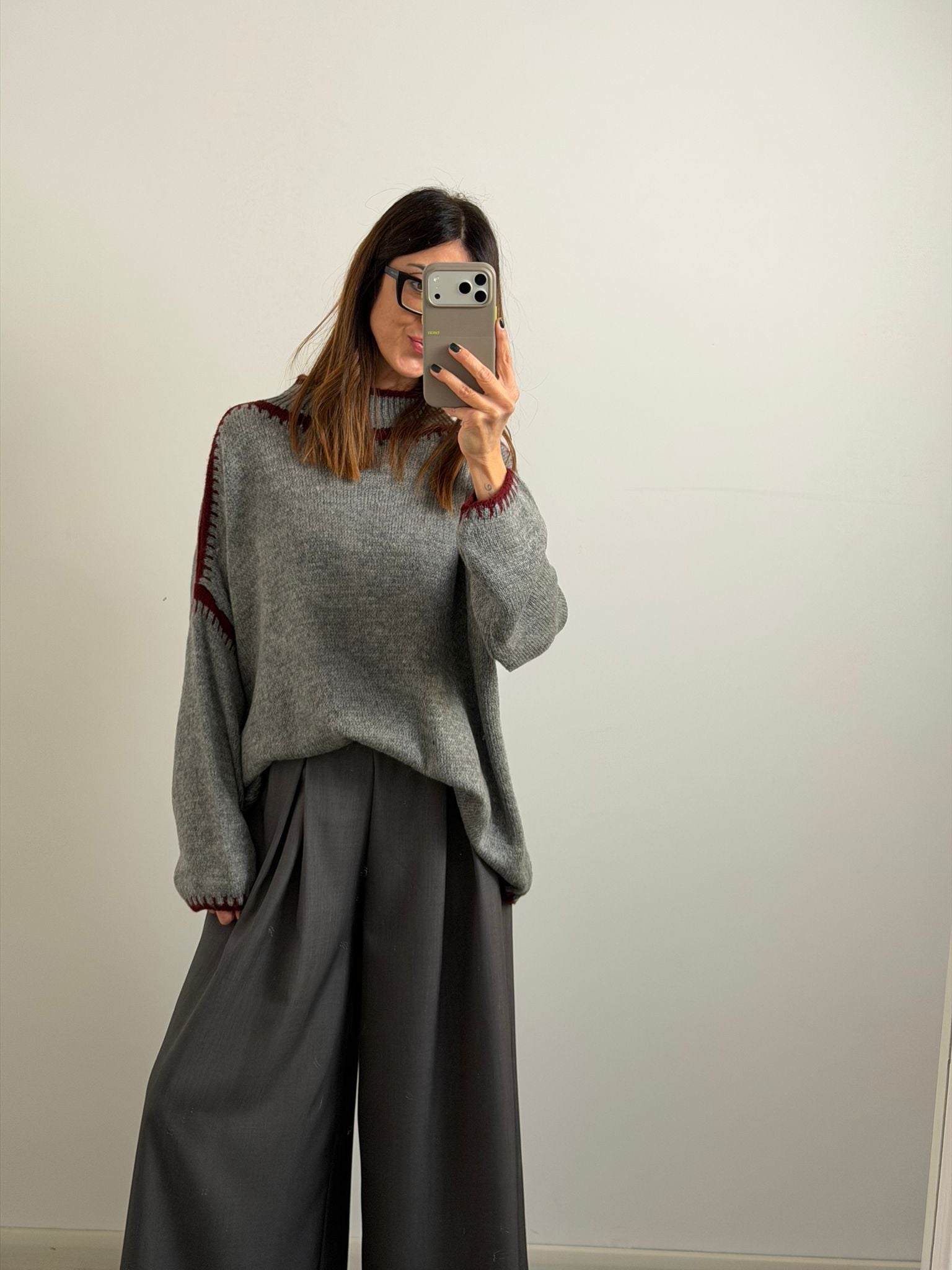 PULL SALISBURGO grigio/burgundi