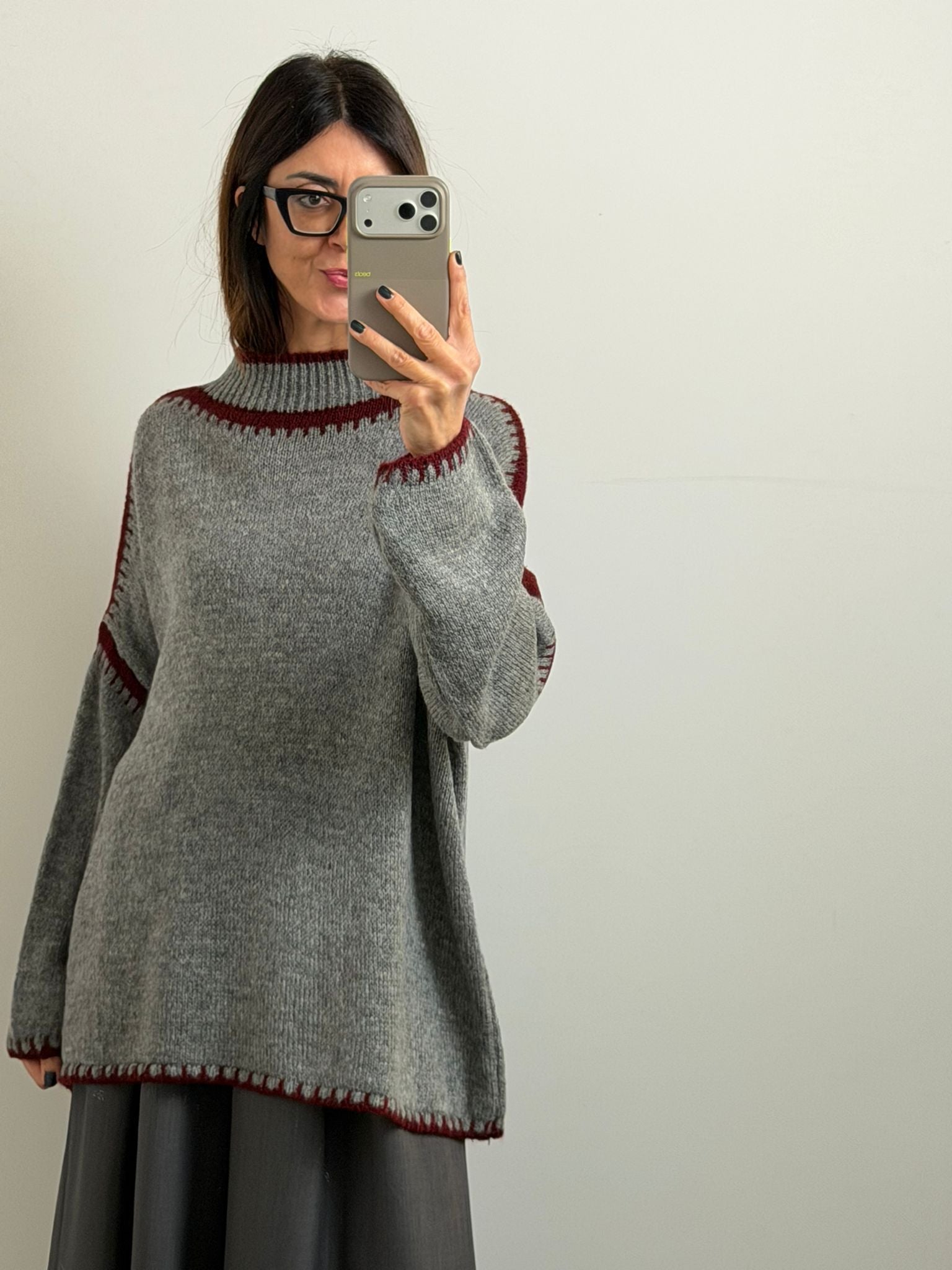 PULL SALISBURGO grigio/burgundi