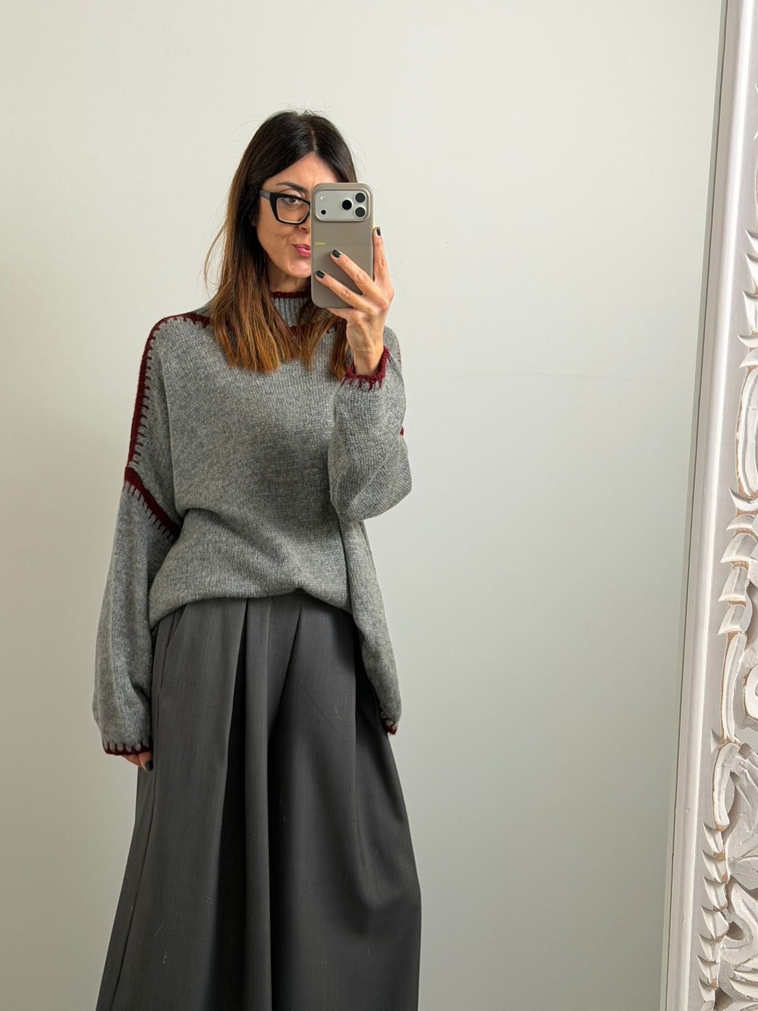PULL SALISBURGO grigio/burgundi