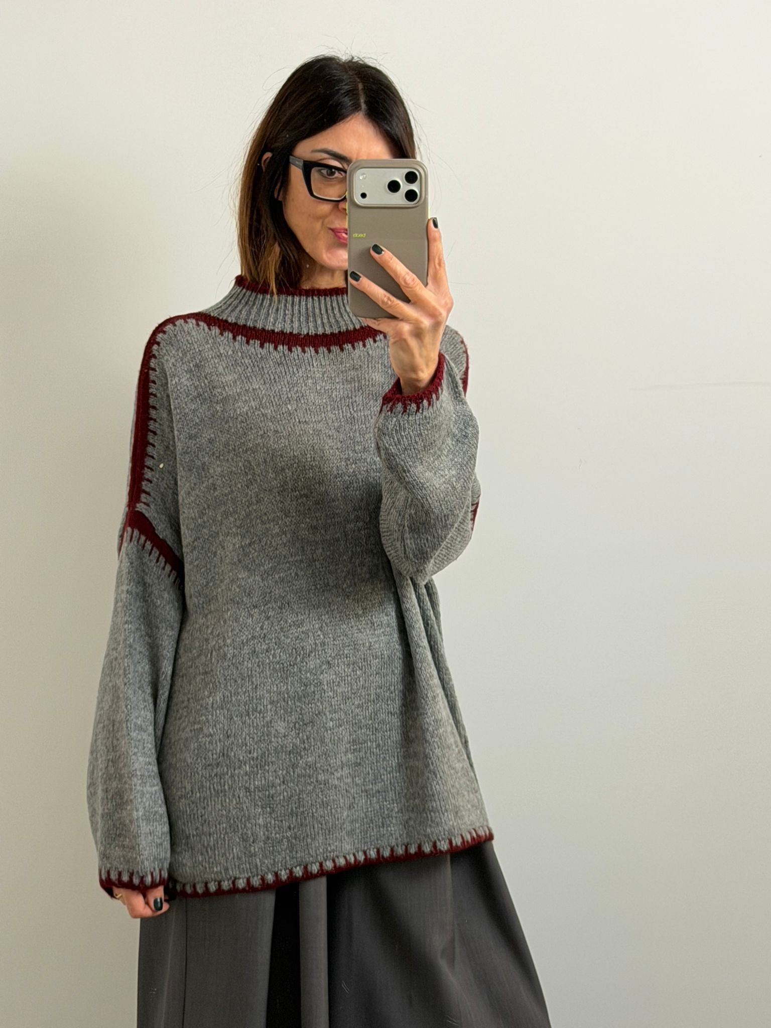 PULL SALISBURGO grigio/burgundi