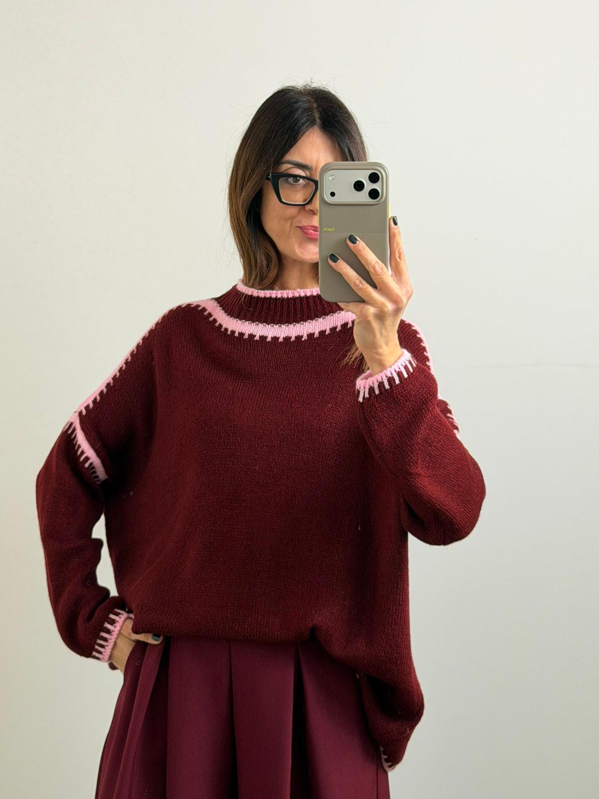 PULL SALISBURGO burgundi/rosa