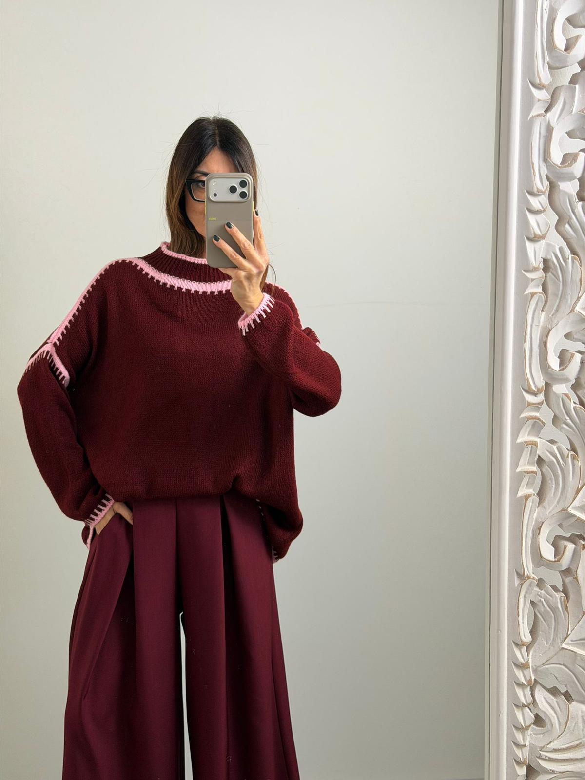 PULL SALISBURGO burgundi/rosa