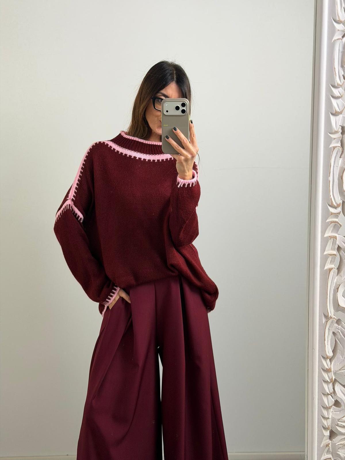 PULL SALISBURGO burgundi/rosa