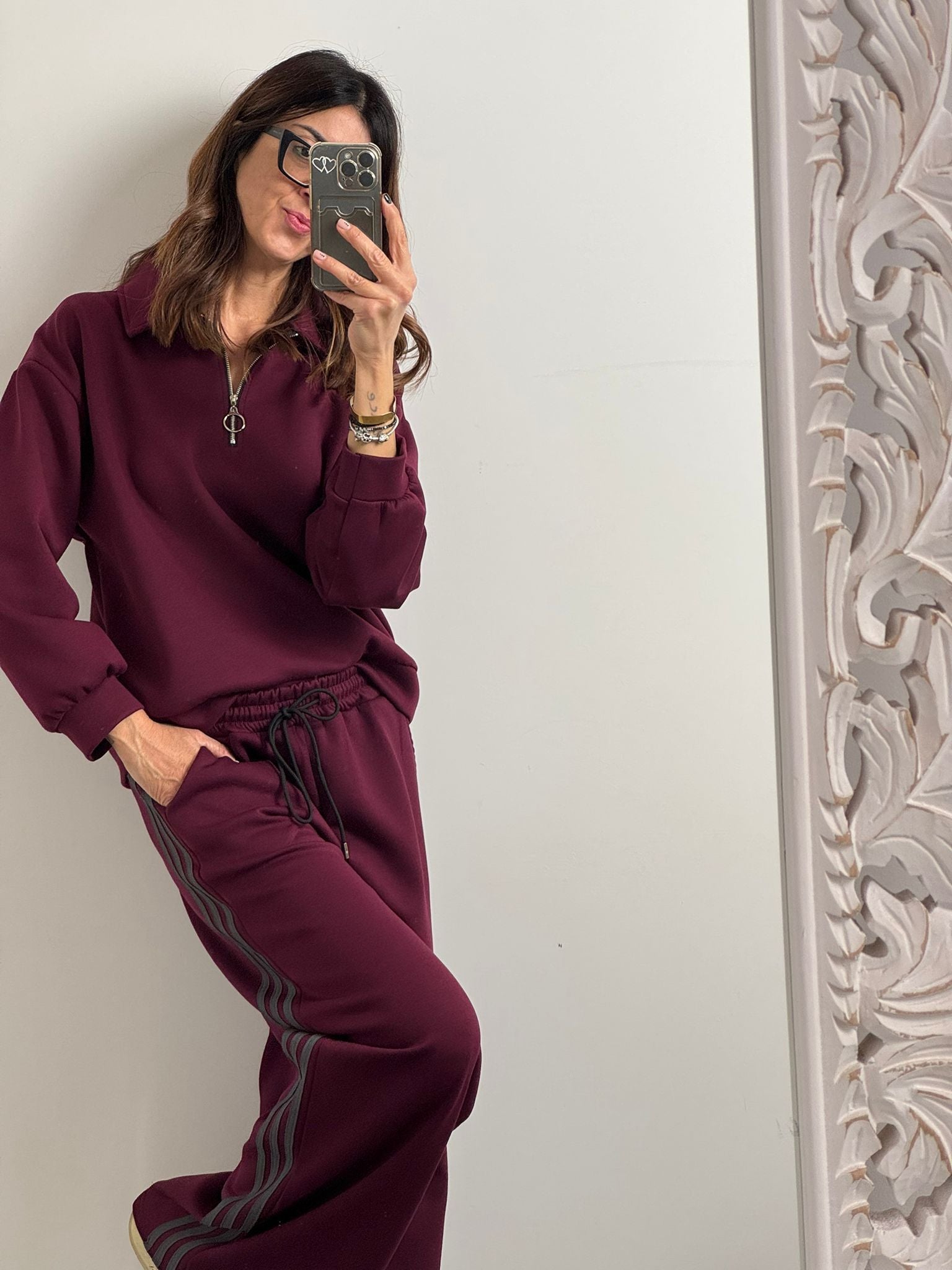 Panta Urban burgundy riga grigio